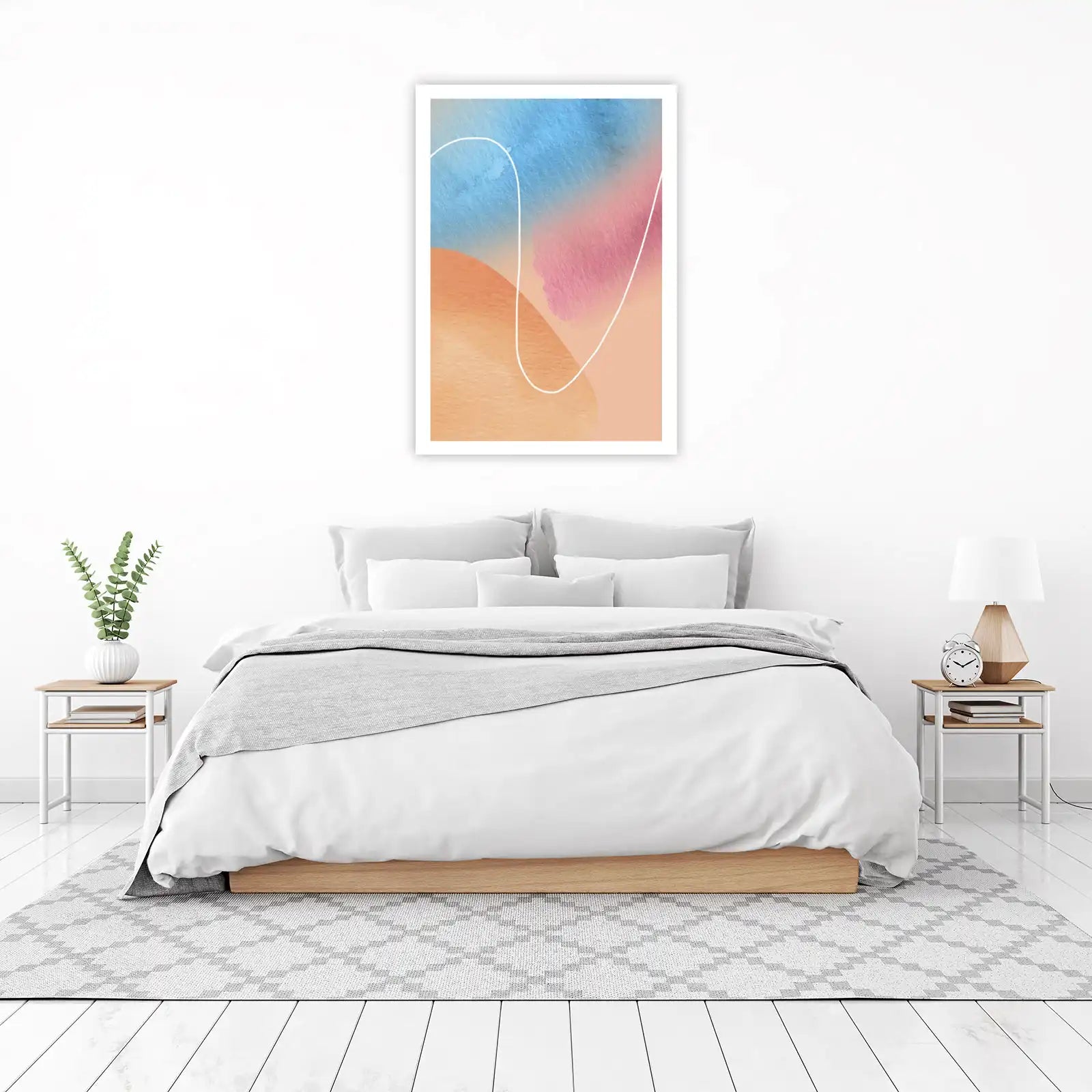 Abstract Watercolor Blush & Blue Wall Art