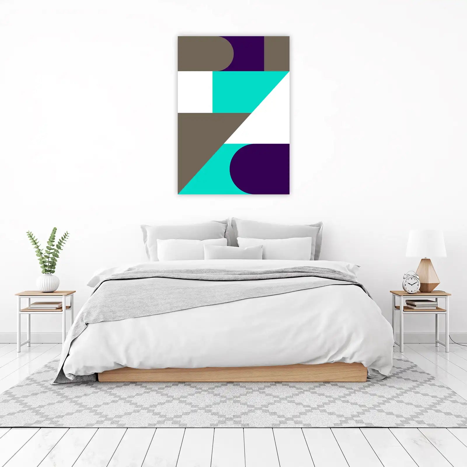 Modern Geometric Teal & Plum Wall Art