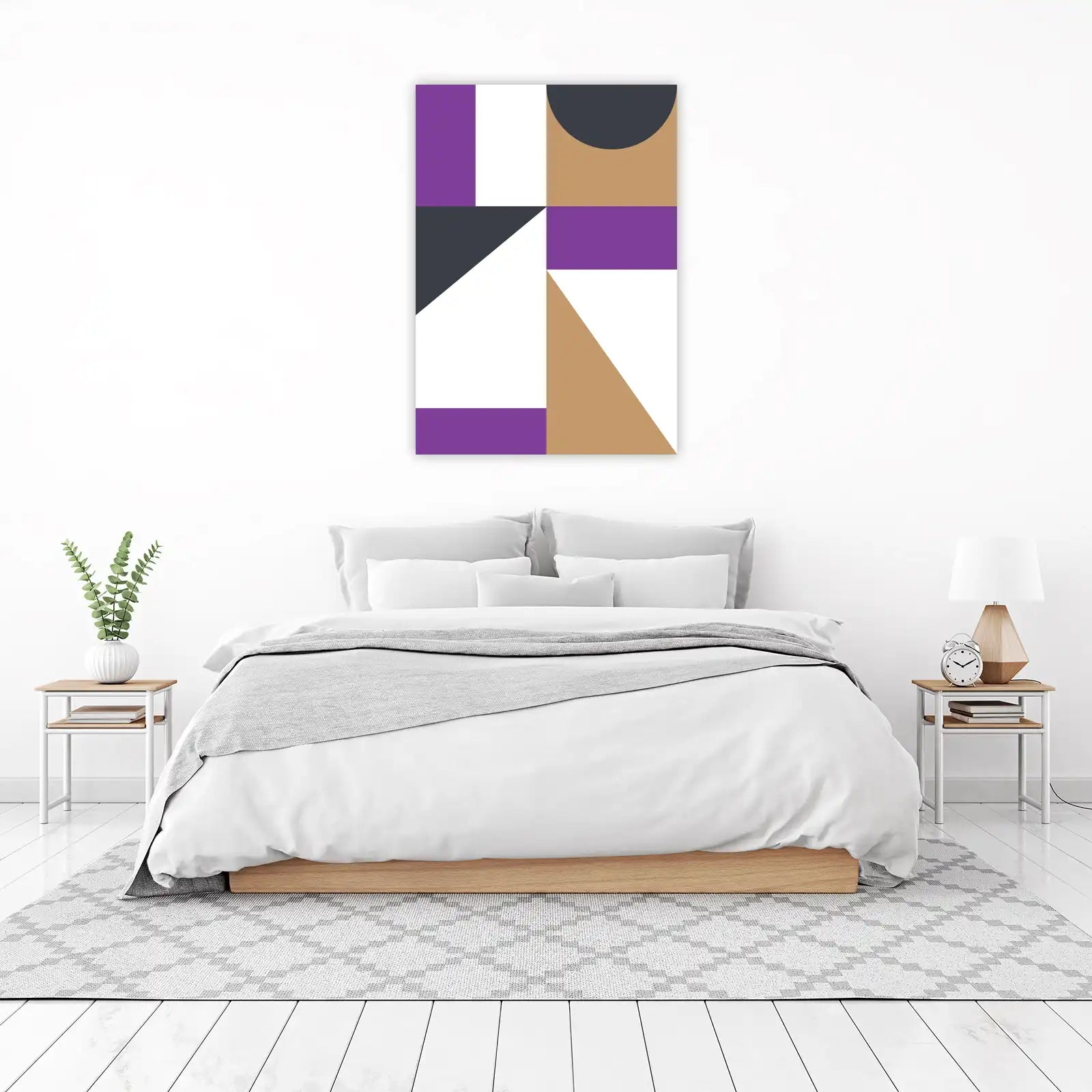 Geometric Abstract Purple & Tan Wall Art