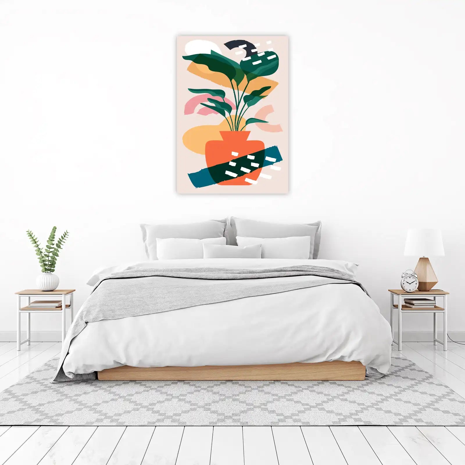 Vibrant Abstract Plant Pot Wall Art