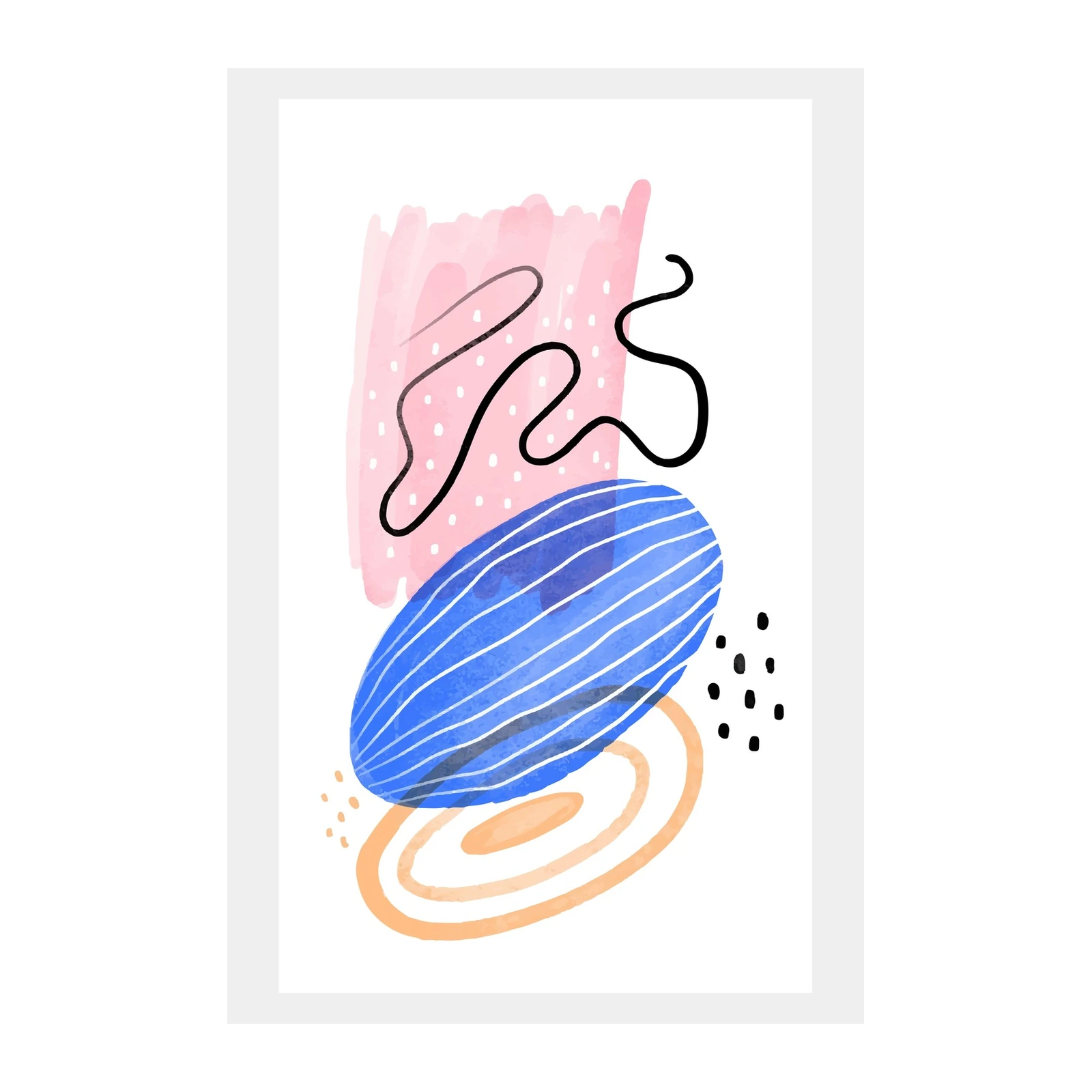 Abstract Blue & Pink Shapes Wall Art