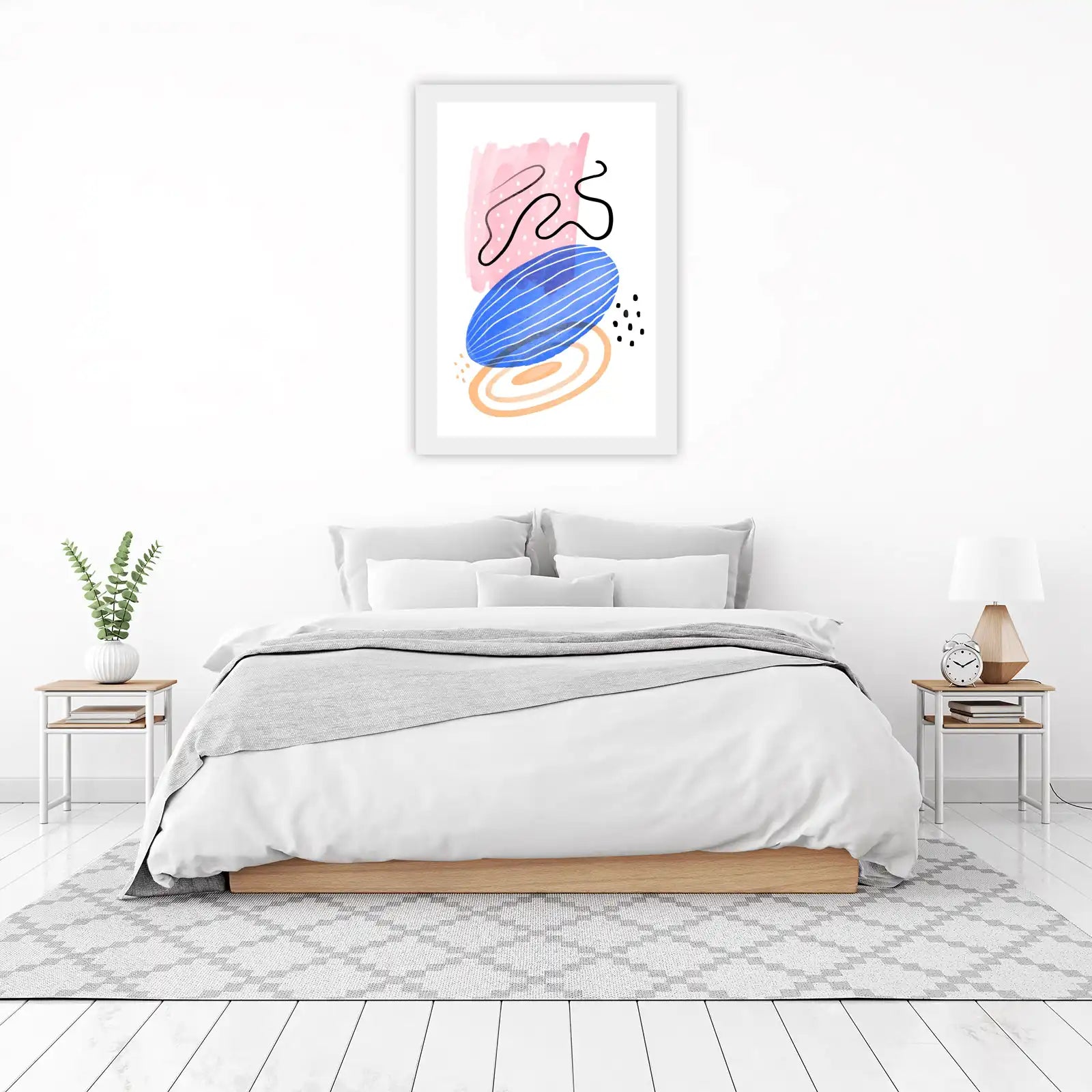 Abstract Blue & Pink Shapes Wall Art