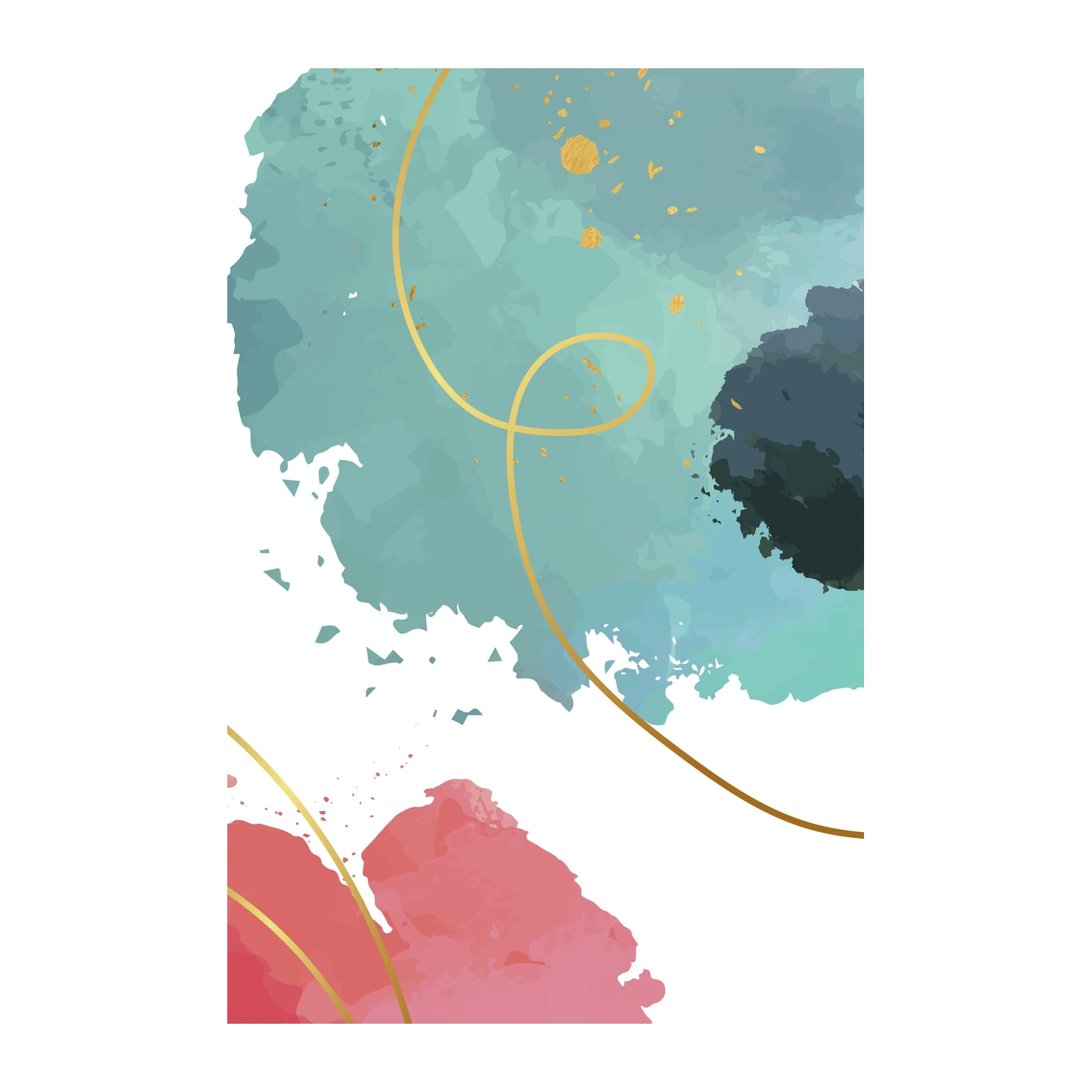 Modern Abstract Watercolor & Gold Wall Art