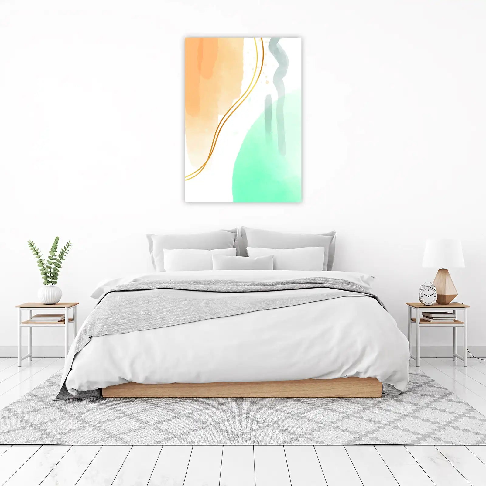 Abstract Watercolor & Gold Splash Wall Art