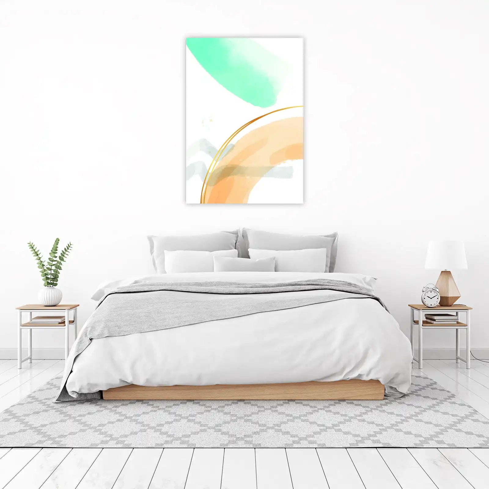 Abstract Teal & Peach Strokes Wall Art