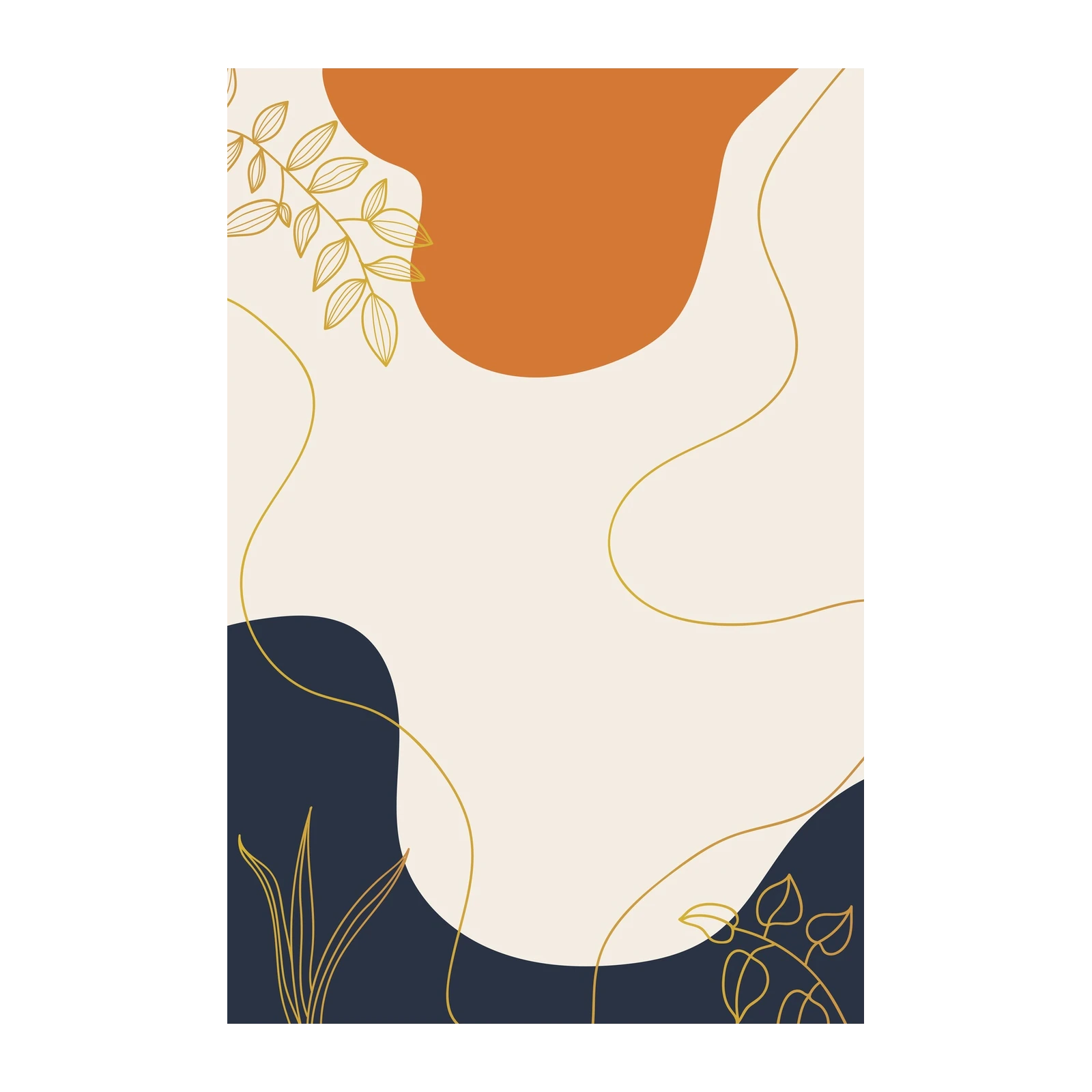 Boho Abstract Leaf & Ochre Wall Art