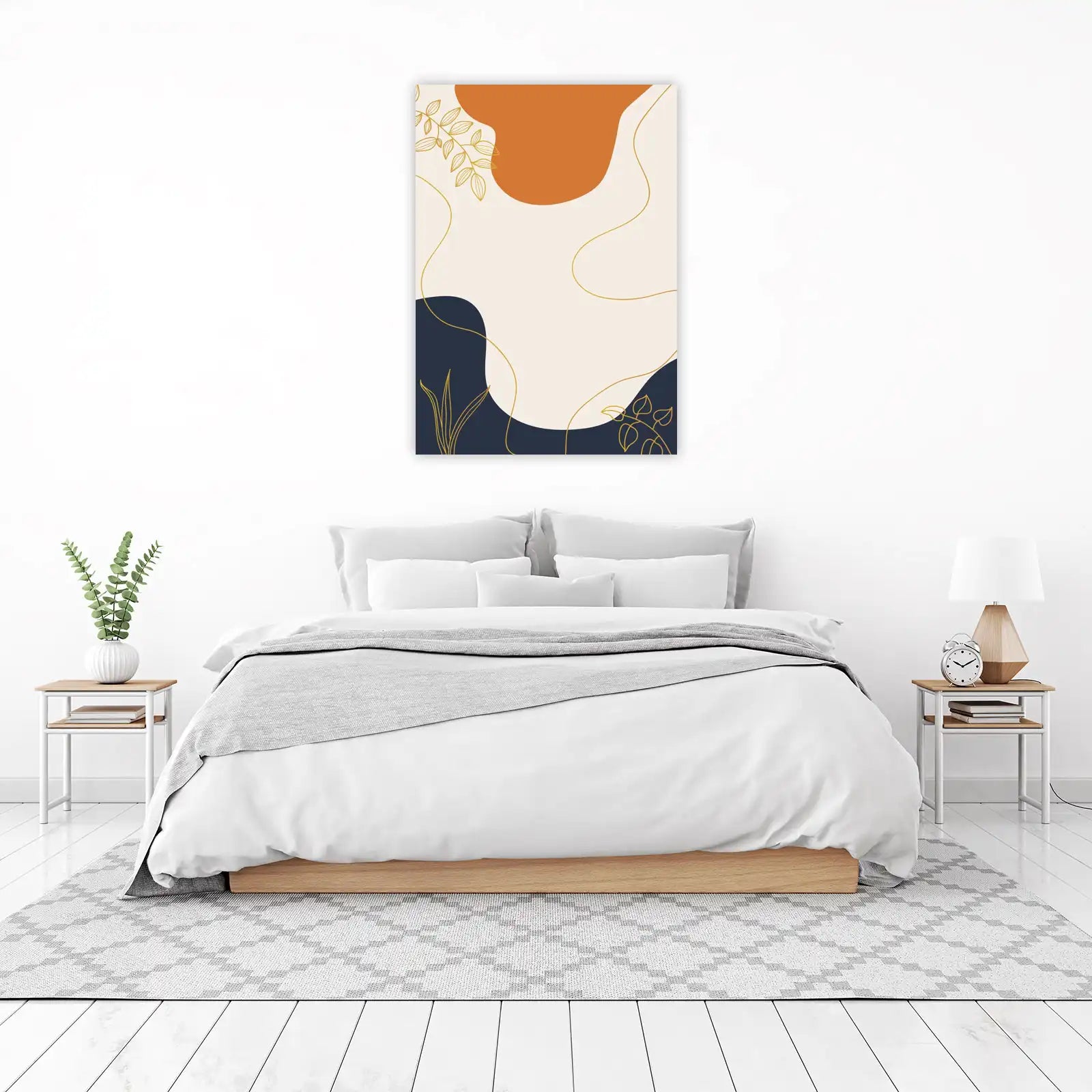 Boho Abstract Leaf & Ochre Wall Art