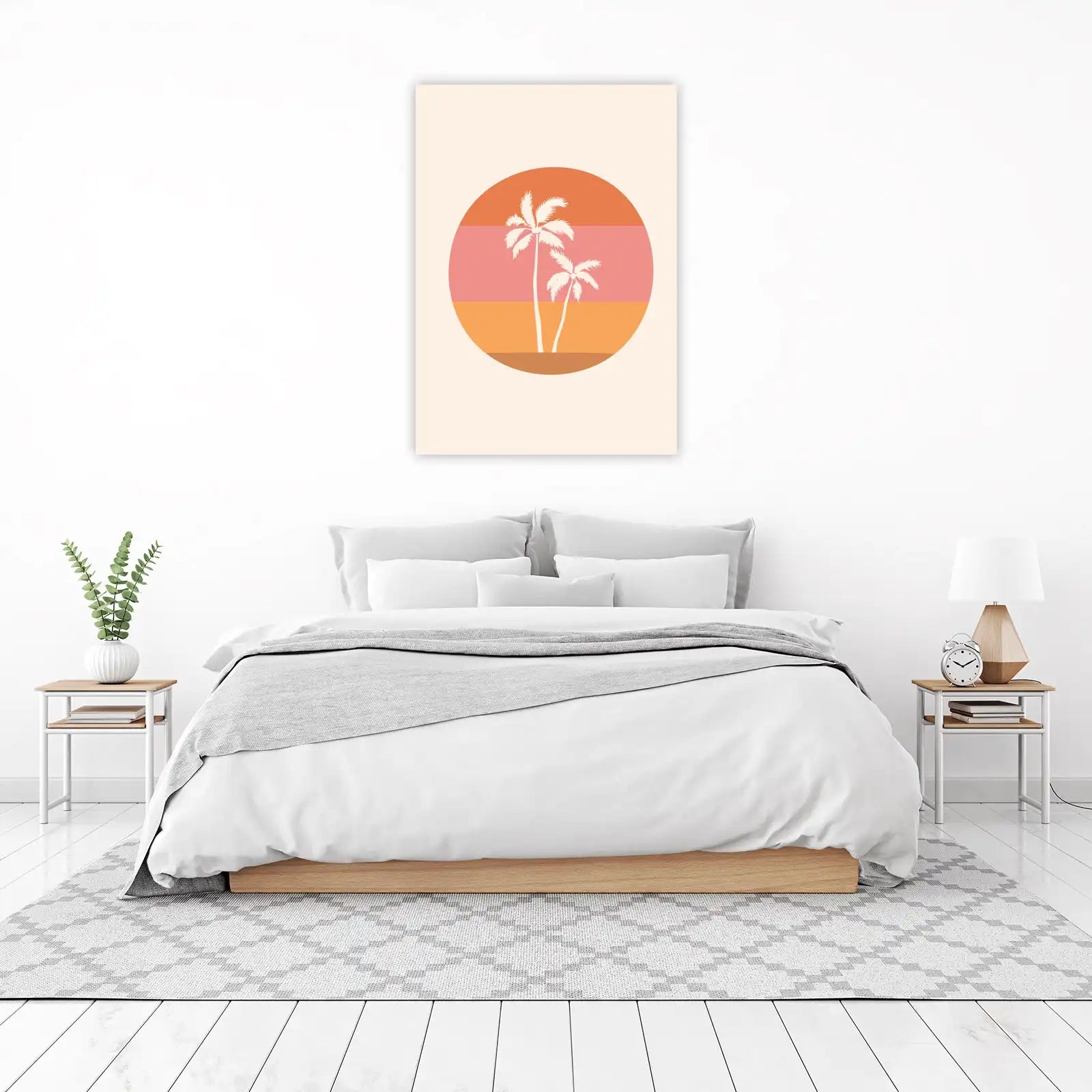 Retro Sunset Palm Trees Wall Art