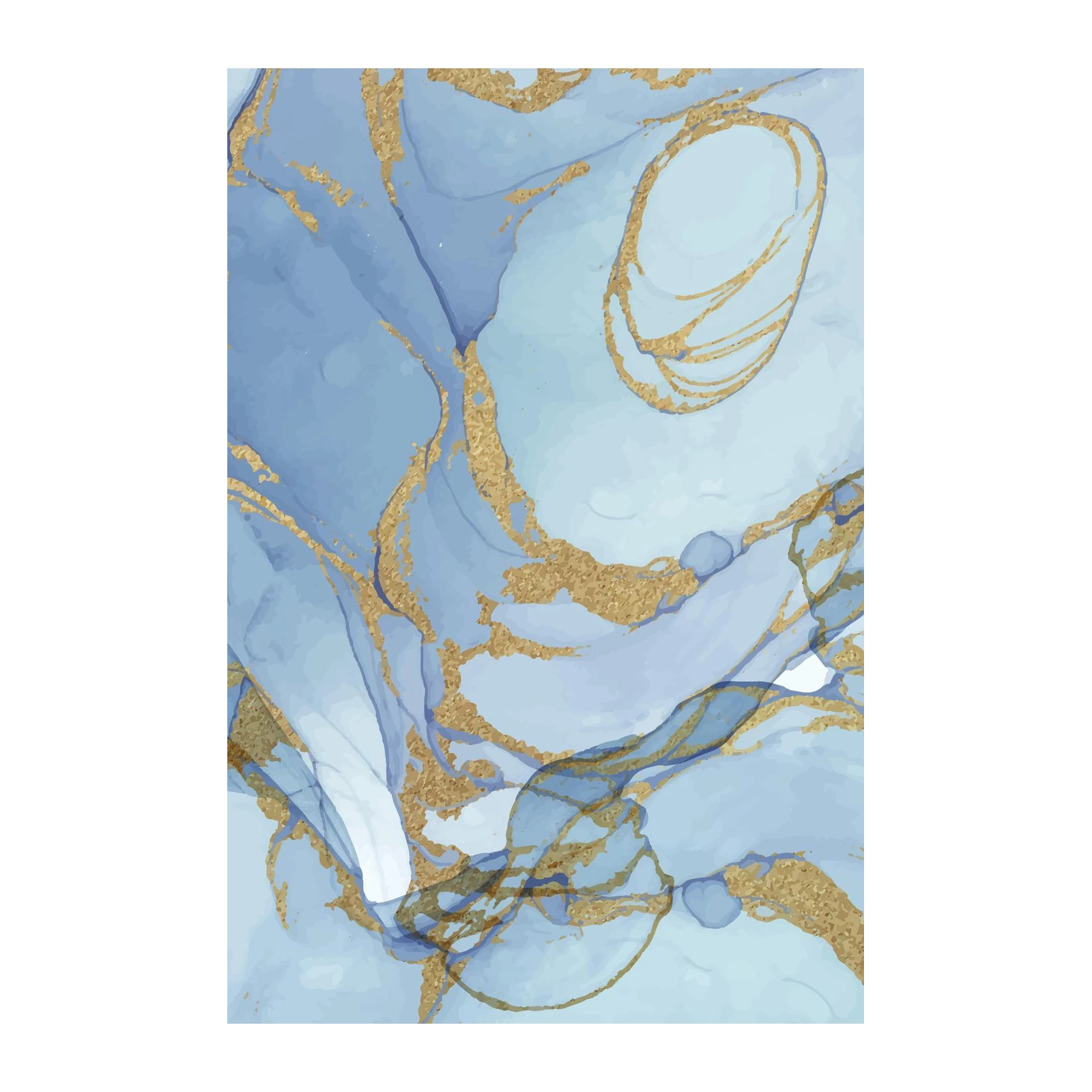 Serene Blue Gold Abstract Marble Wall Art