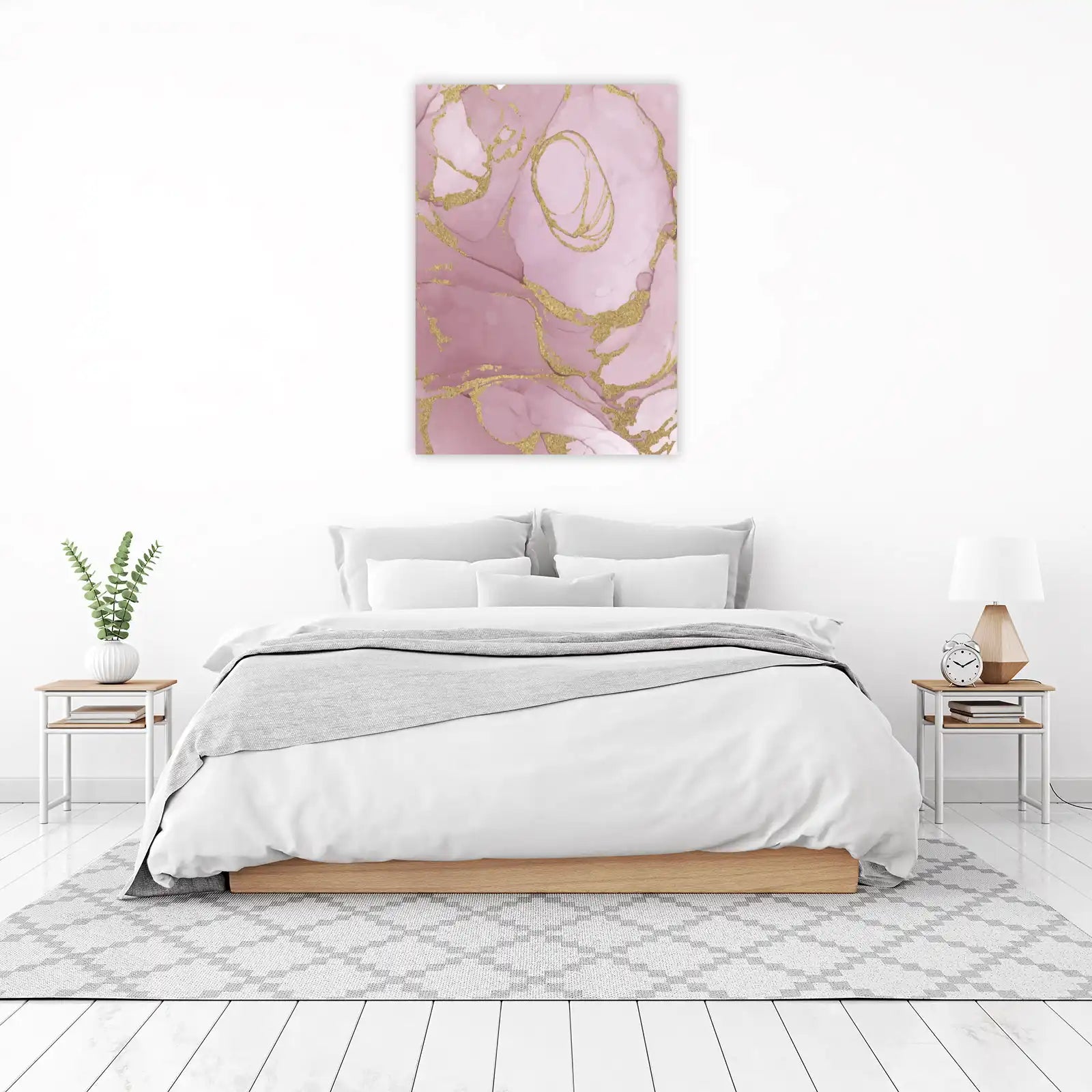 Dusty Rose & Gold Abstract Marble Wall Art