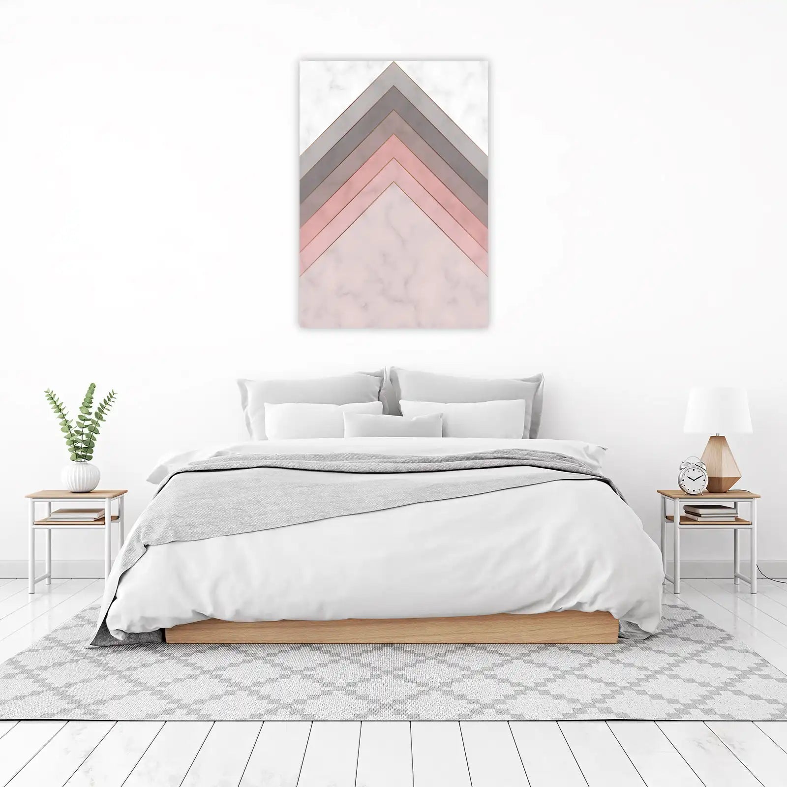 Geometric Marble & Rose Gold Chevron Wall Art