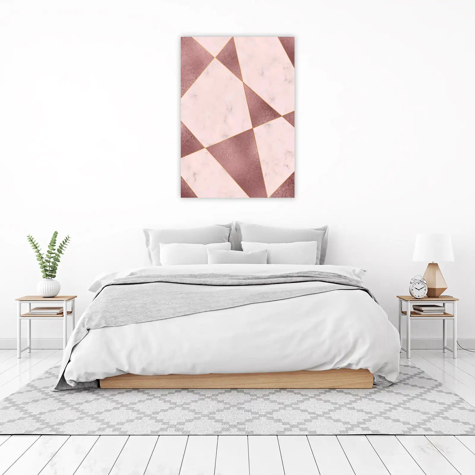Elegant Rose Gold Geometric Marble Wall Art