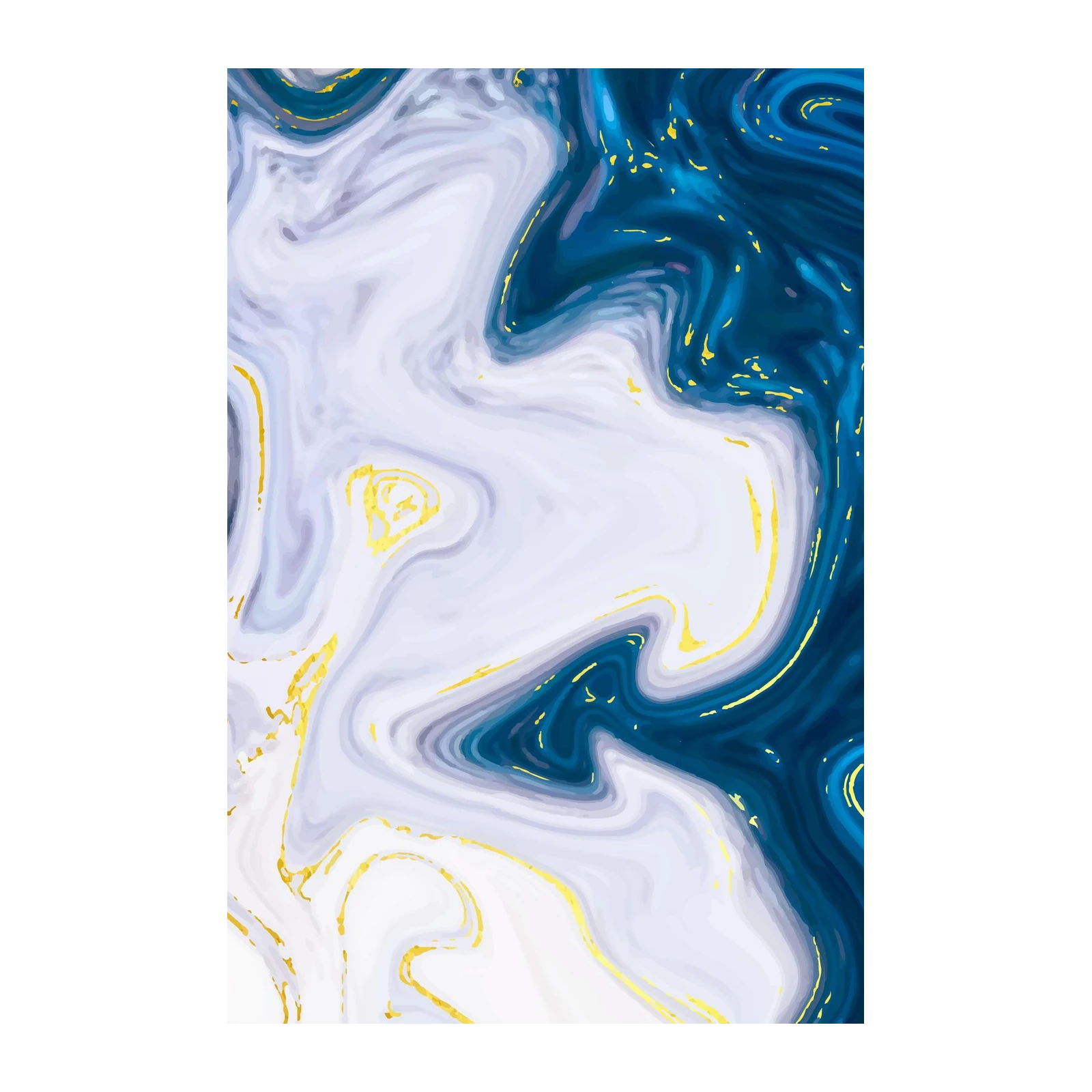 Elegant Navy Blue Gold Marble Wall Art