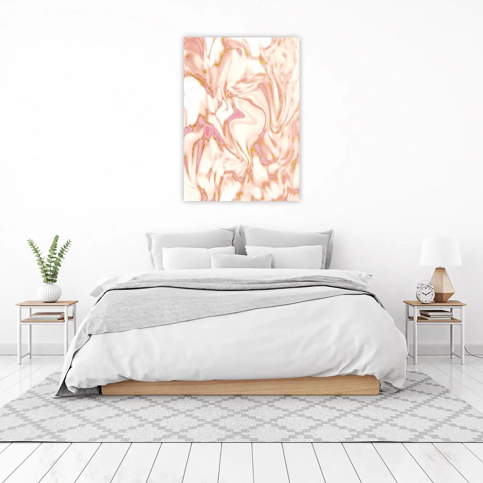 Elegant Pink Marble Gold Vein Wall Art