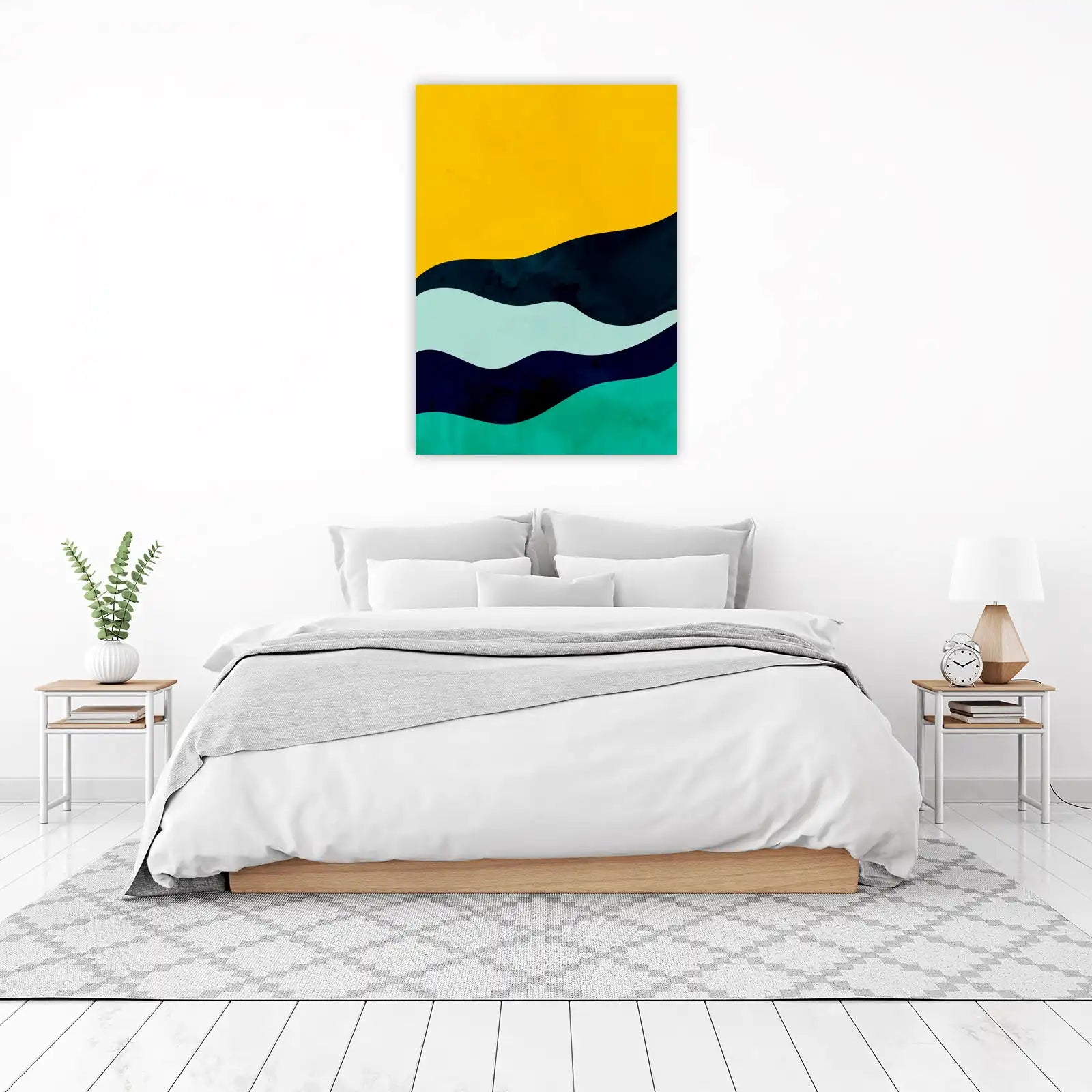 Abstract Wave Yellow & Teal Wall Art