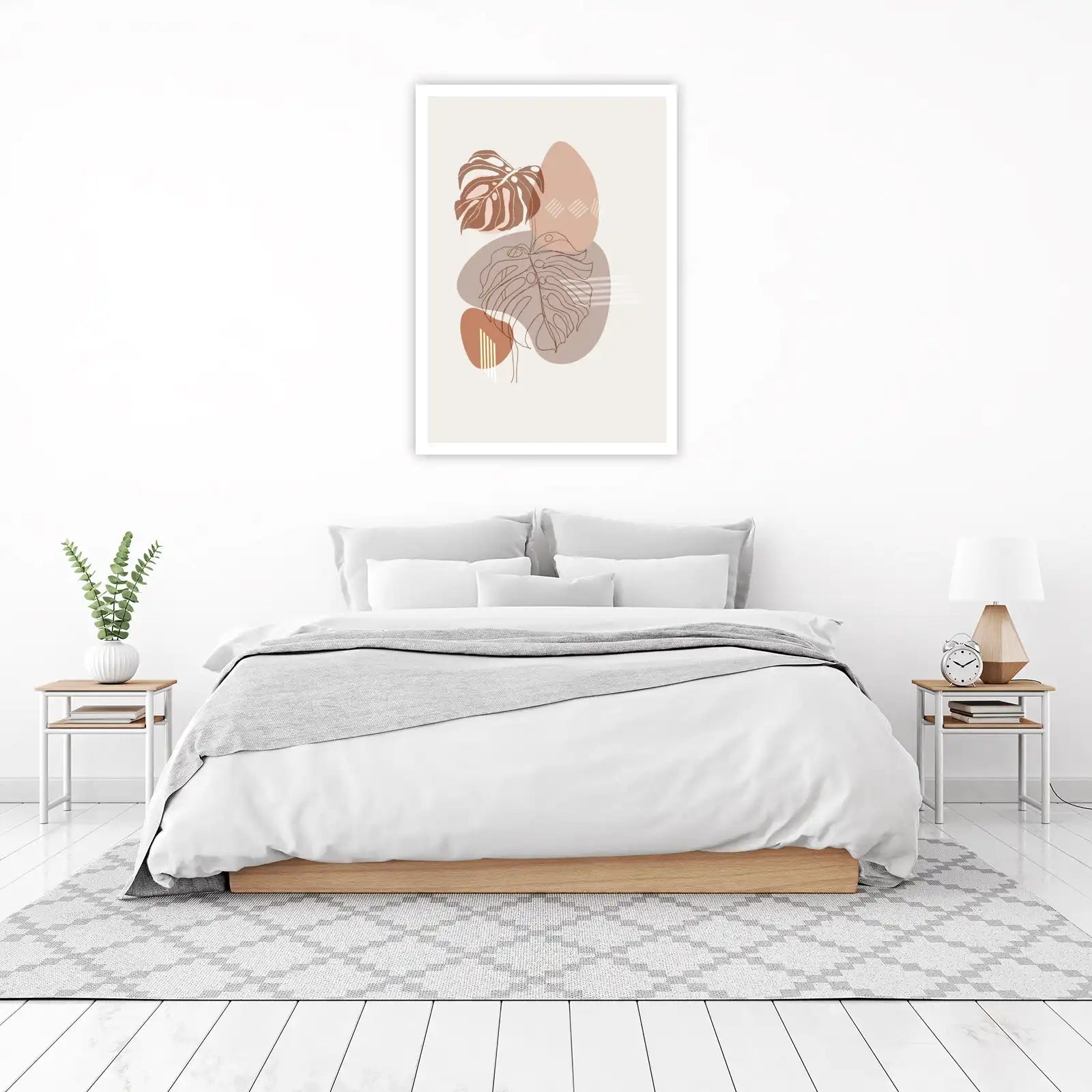 Boho Abstract Monstera Leaf Wall Art