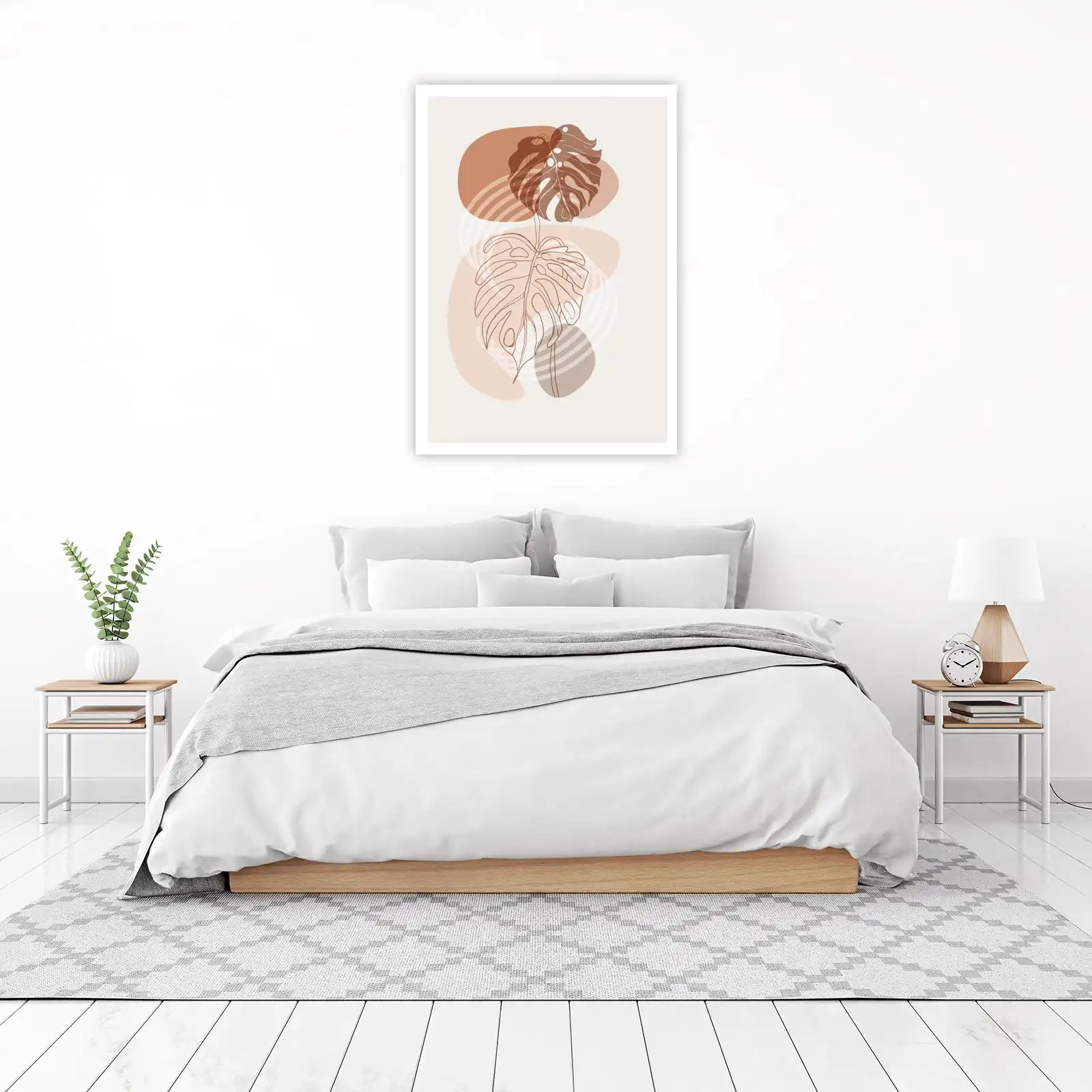 Boho Monstera Leaf Line Art Wall Art