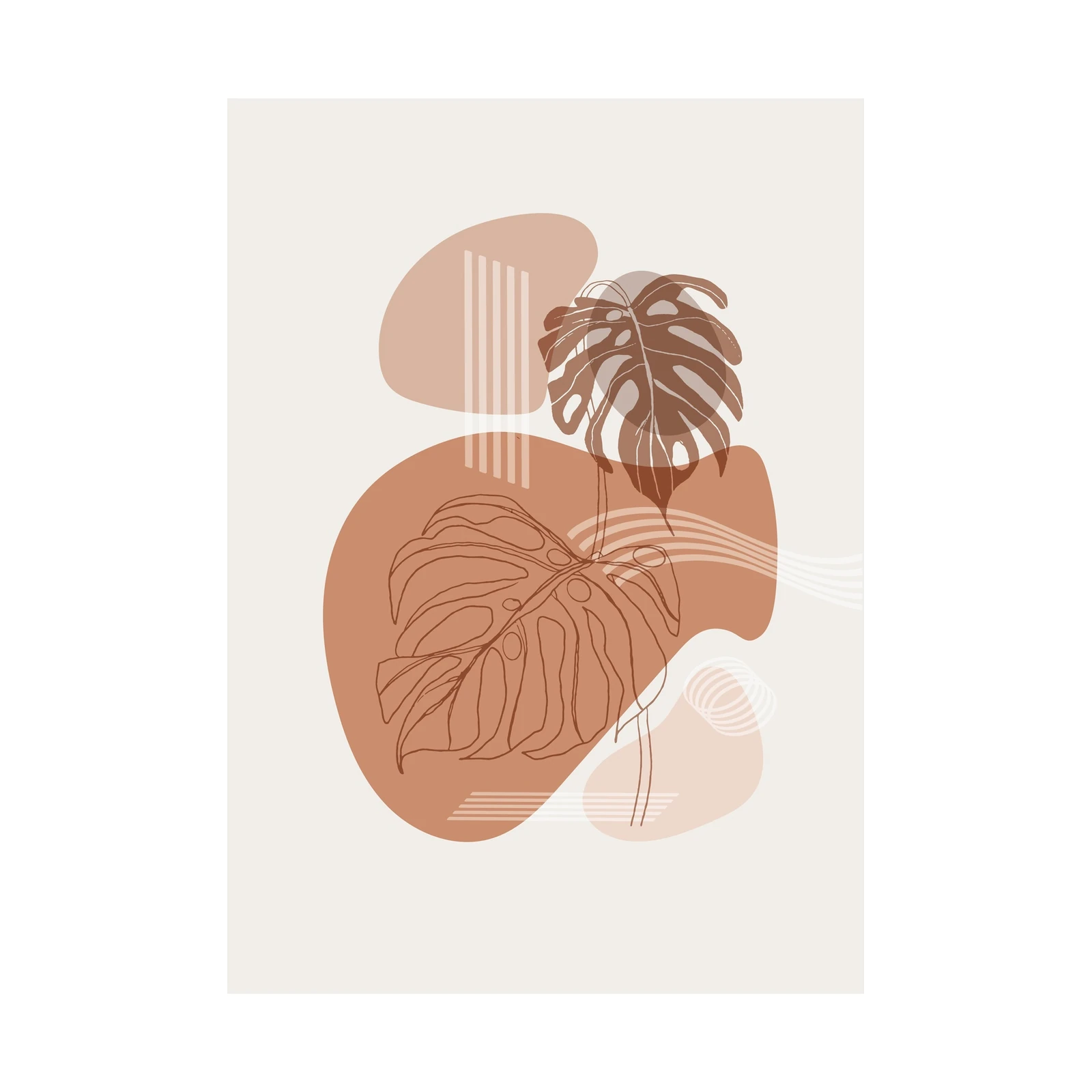 Boho Monstera Leaf Line Art Wall Art