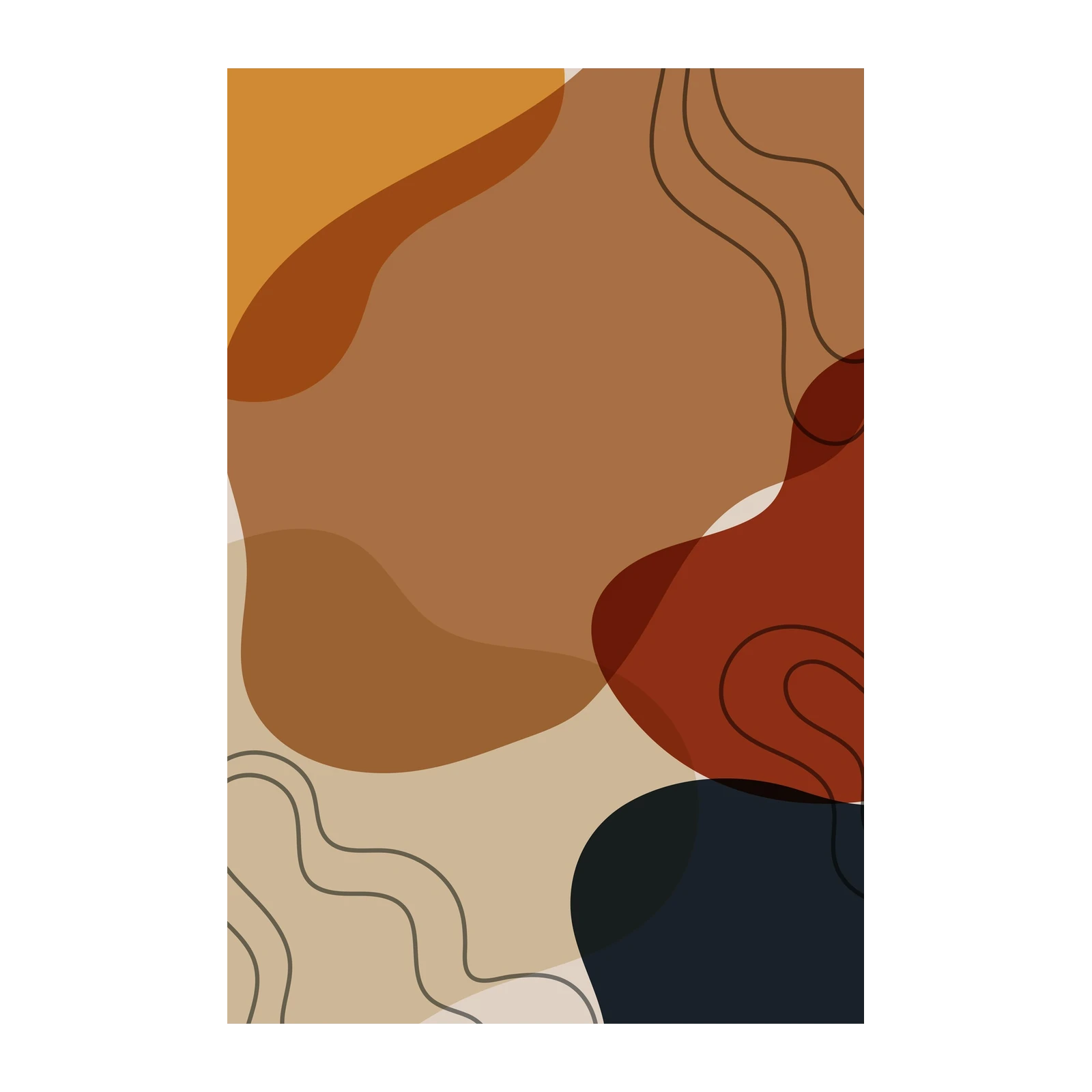 Abstract Earth Tones Organic Shapes Wall Art
