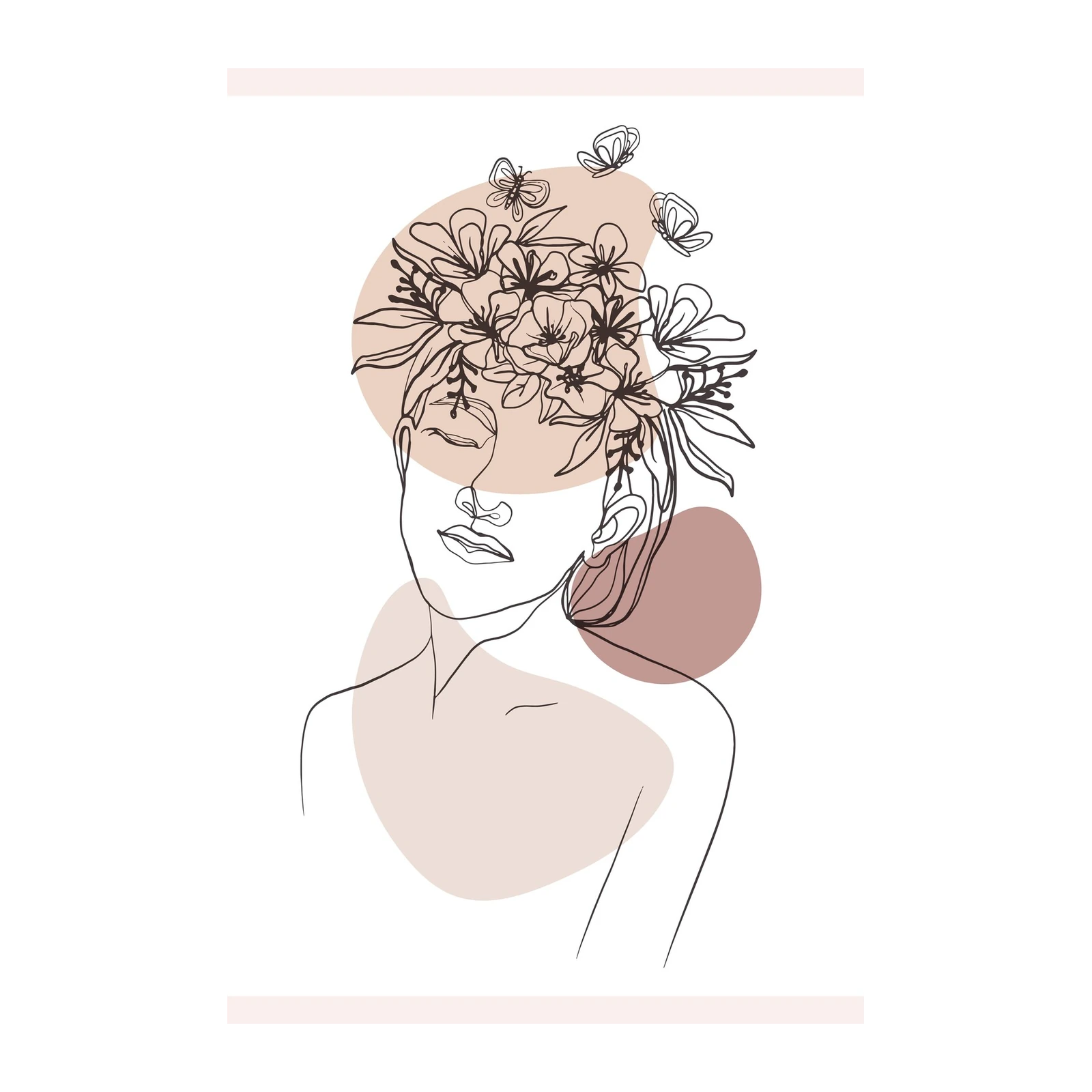 Minimalist Floral Woman Line Art Wall Art