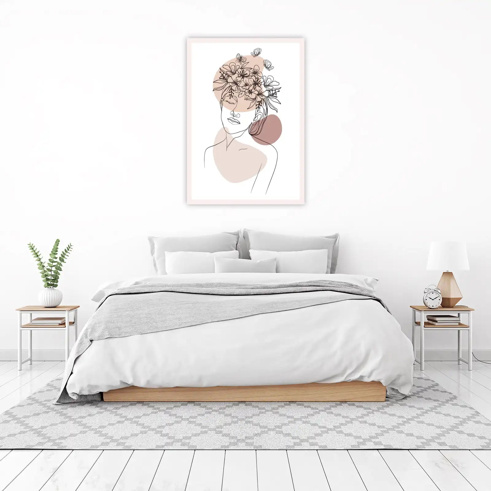 Minimalist Floral Woman Line Art Wall Art