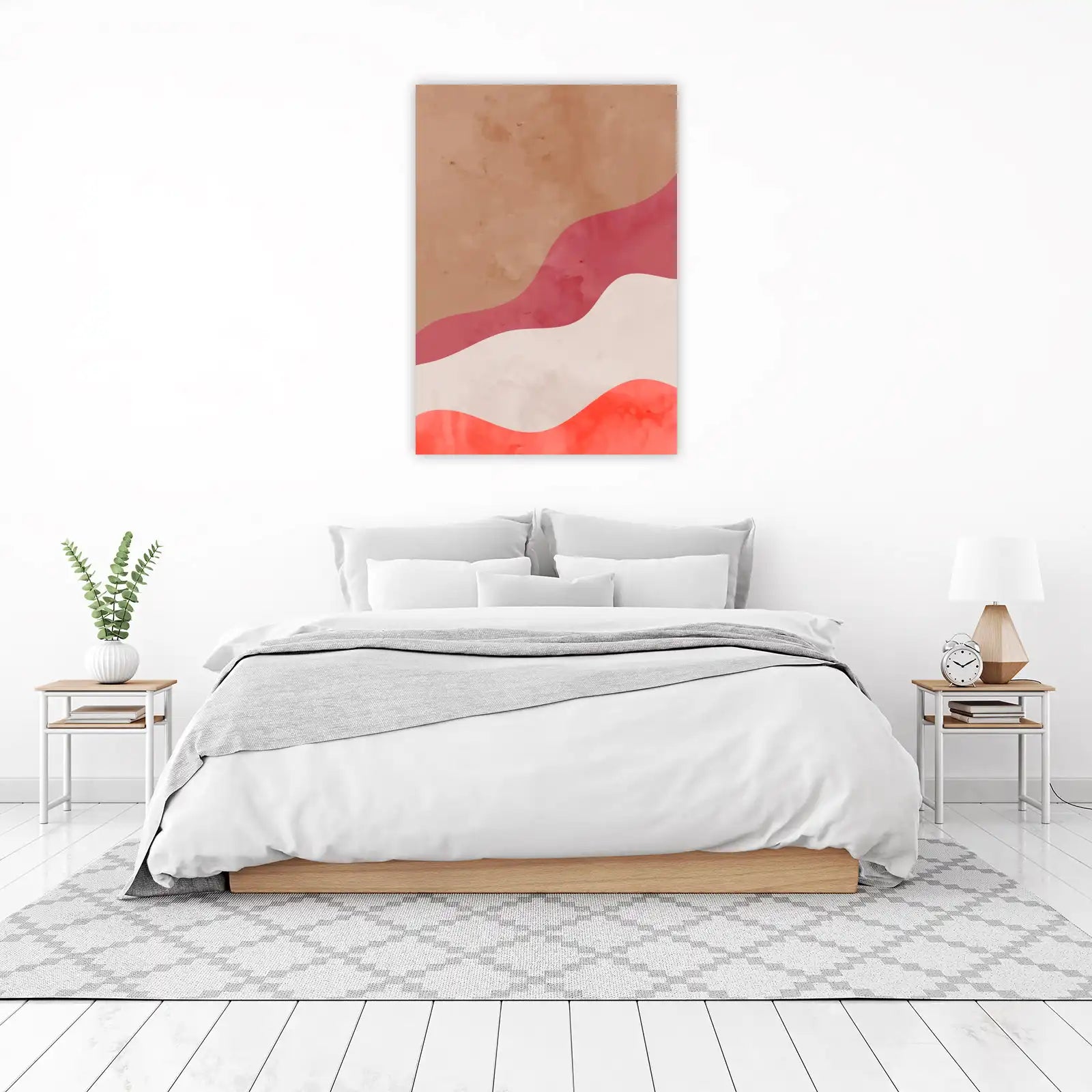 Abstract Terracotta & Coral Waves Wall Art