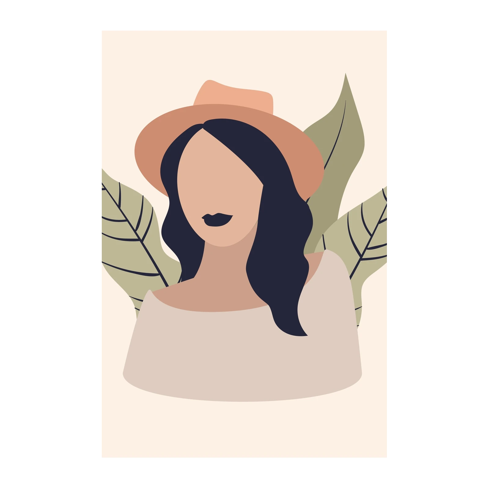 Boho Chic Portrait Hat Woman Wall Art