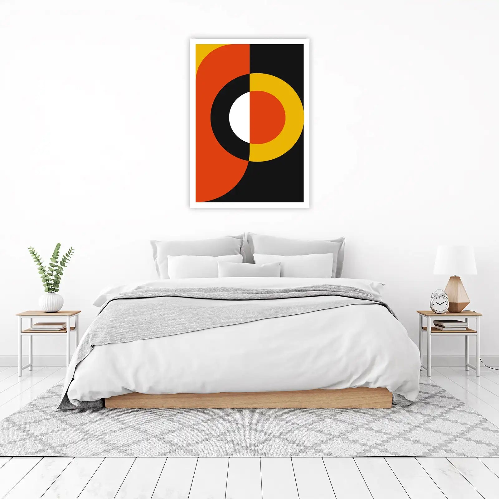 Retro Geometric Orange Yellow Abstract Wall Art