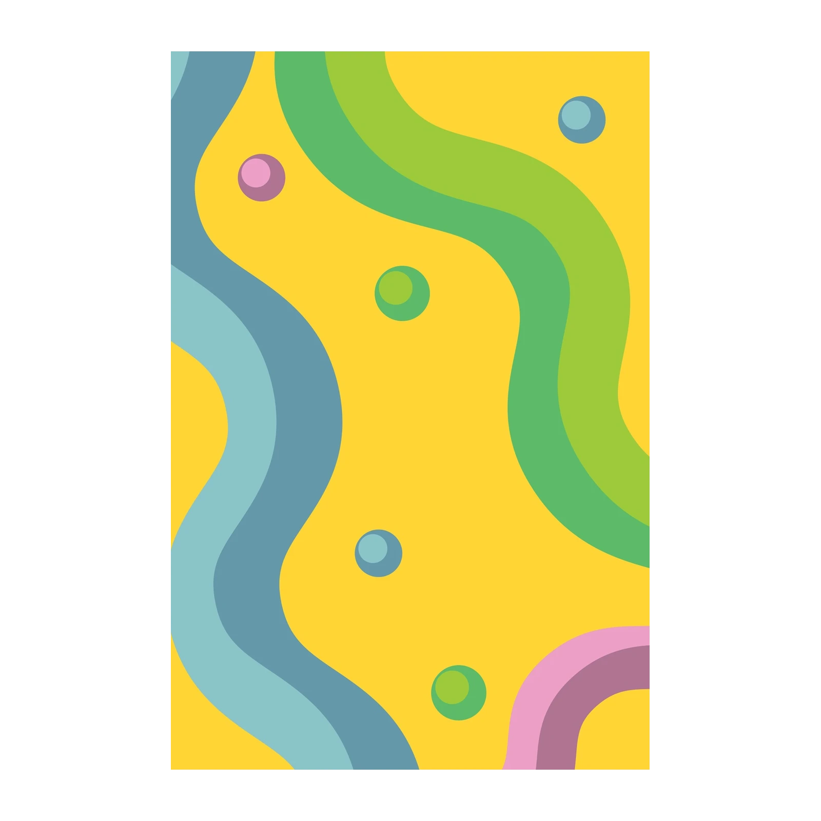 Vibrant Wavy Dots Yellow Wall Art