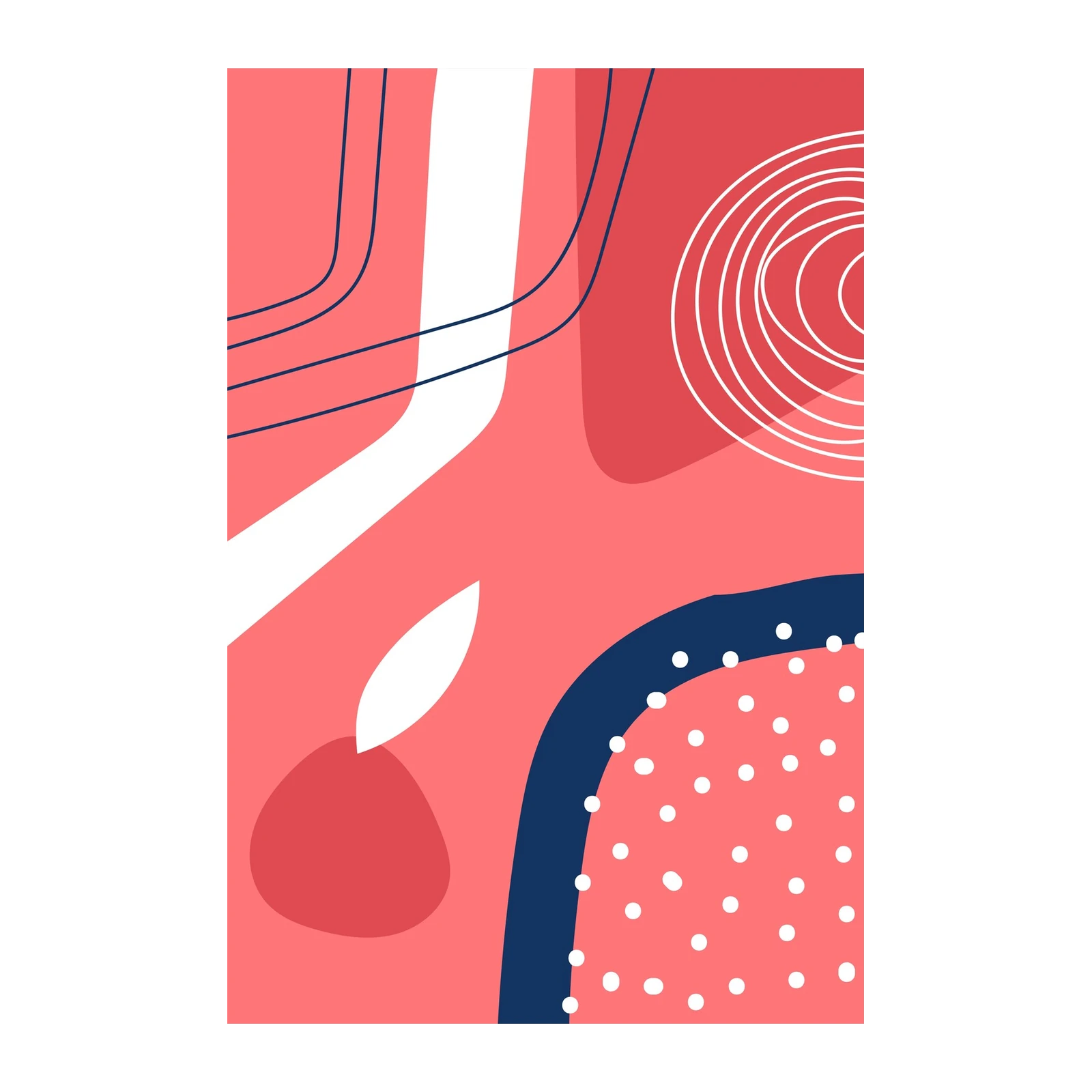 Abstract Coral & Navy Flow Wall Art