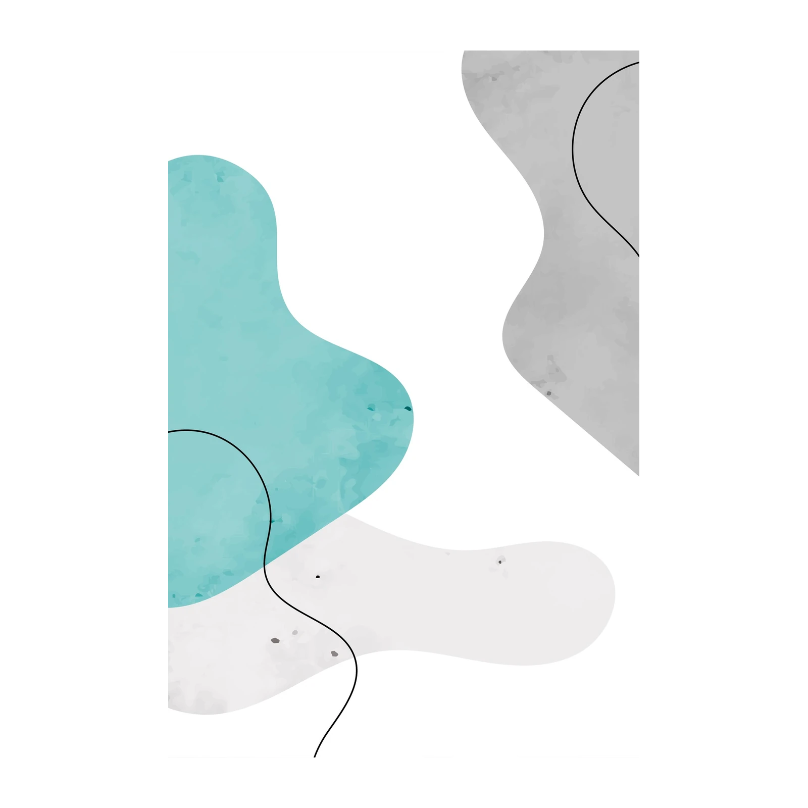 Modern Abstract Teal & Grey Organic Wall Art