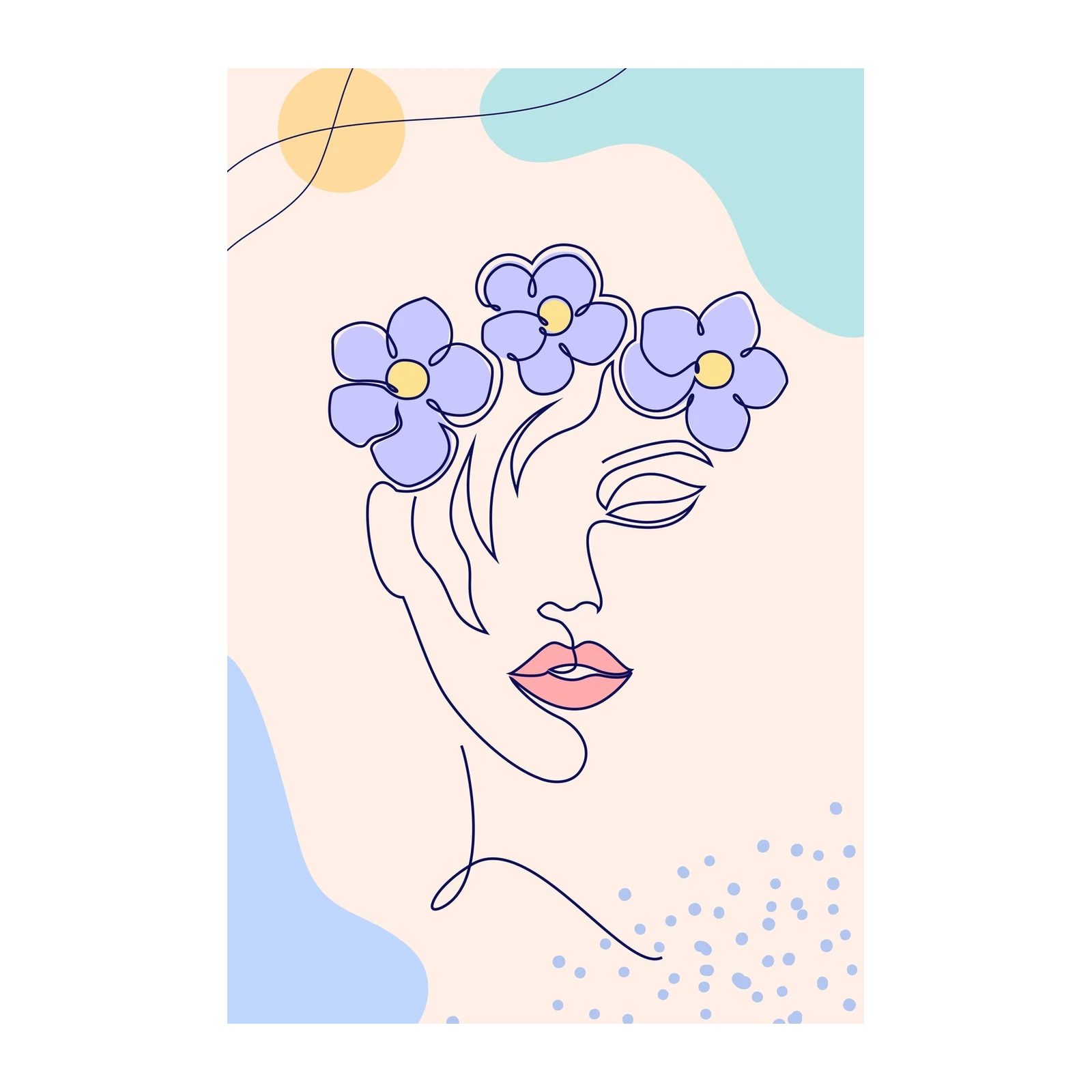 Serene Bloom Minimalist Face Wall Art