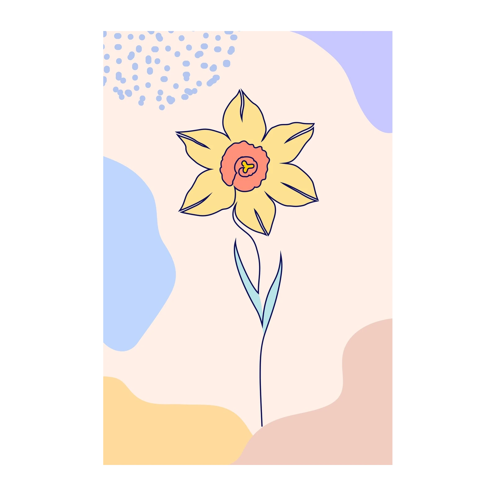 Modern Daffodil Line Art Wall Art