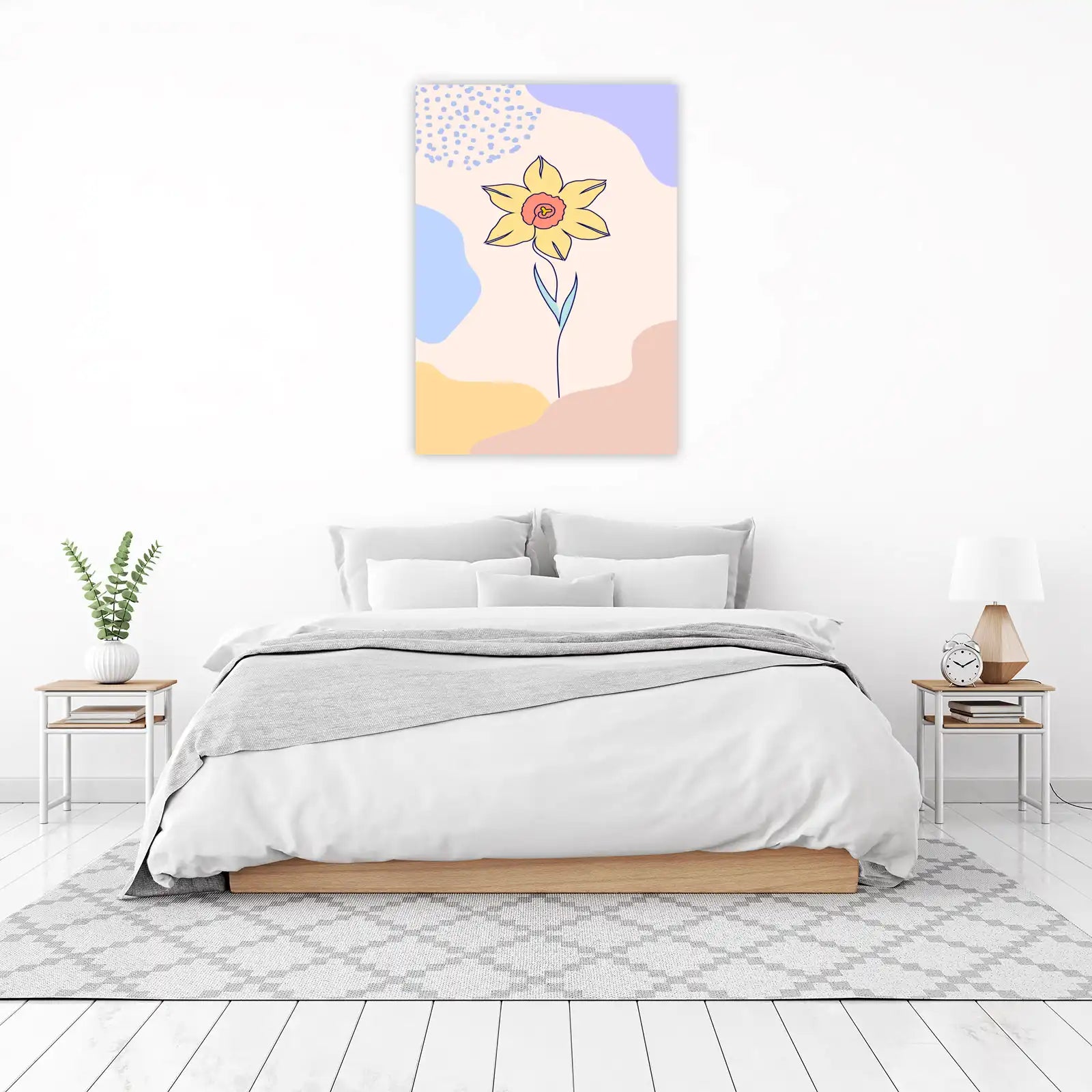 Modern Daffodil Line Art Wall Art