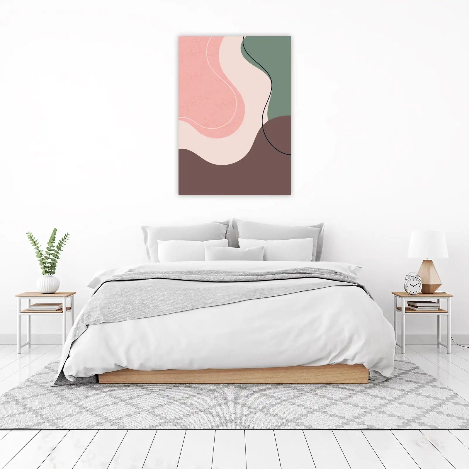 Soft Abstract Curves Pink Green Wall Art