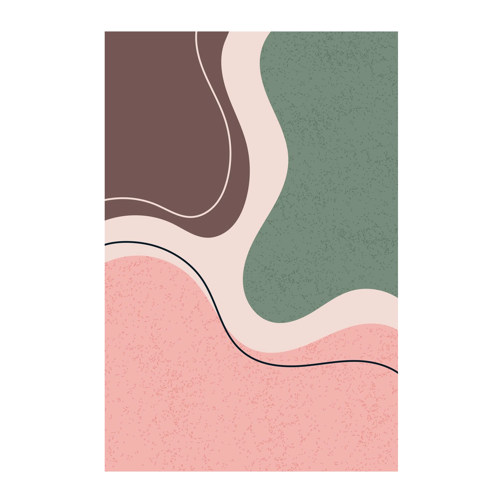 Abstract Blush & Sage Organic Waves Wall Art