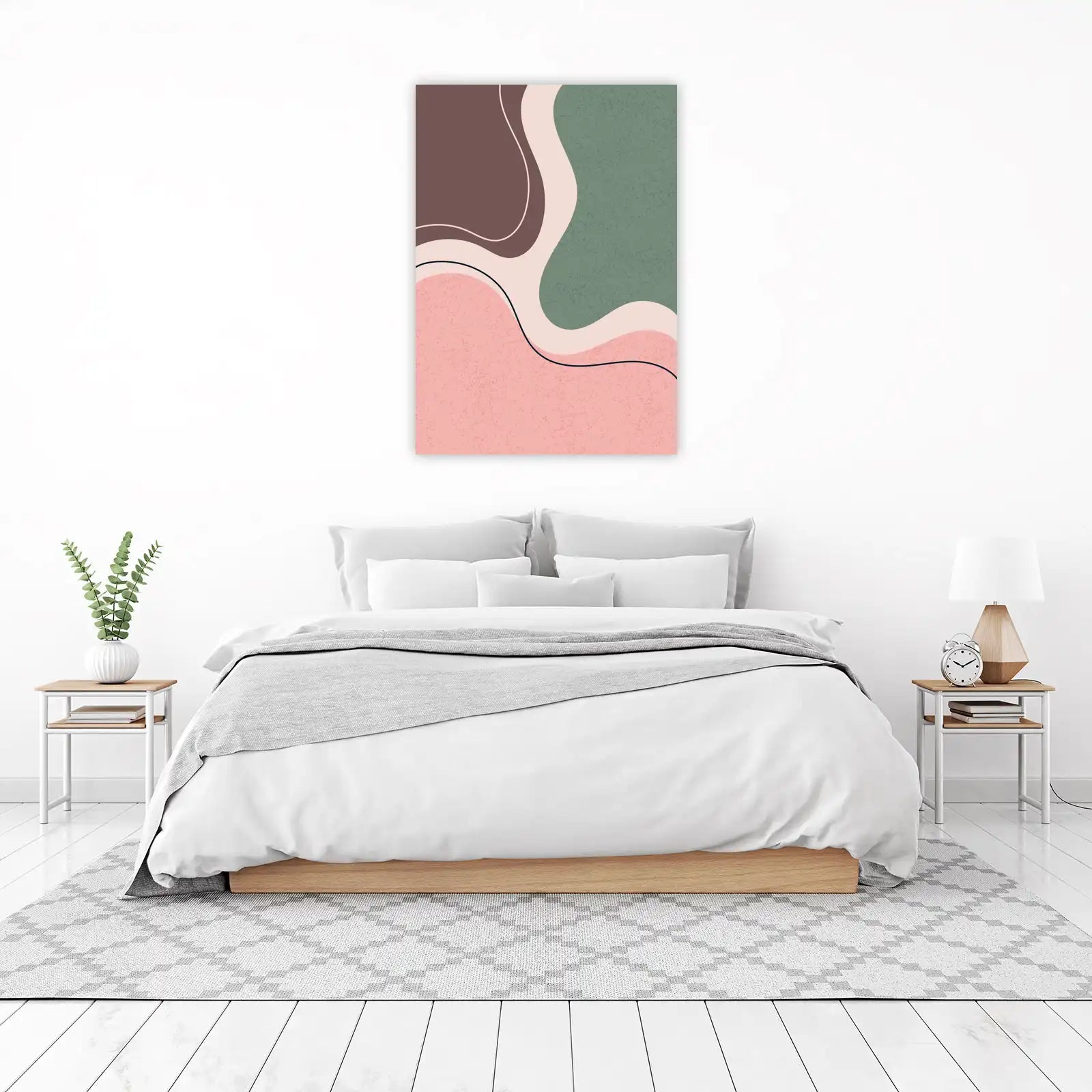 Abstract Blush & Sage Organic Waves Wall Art