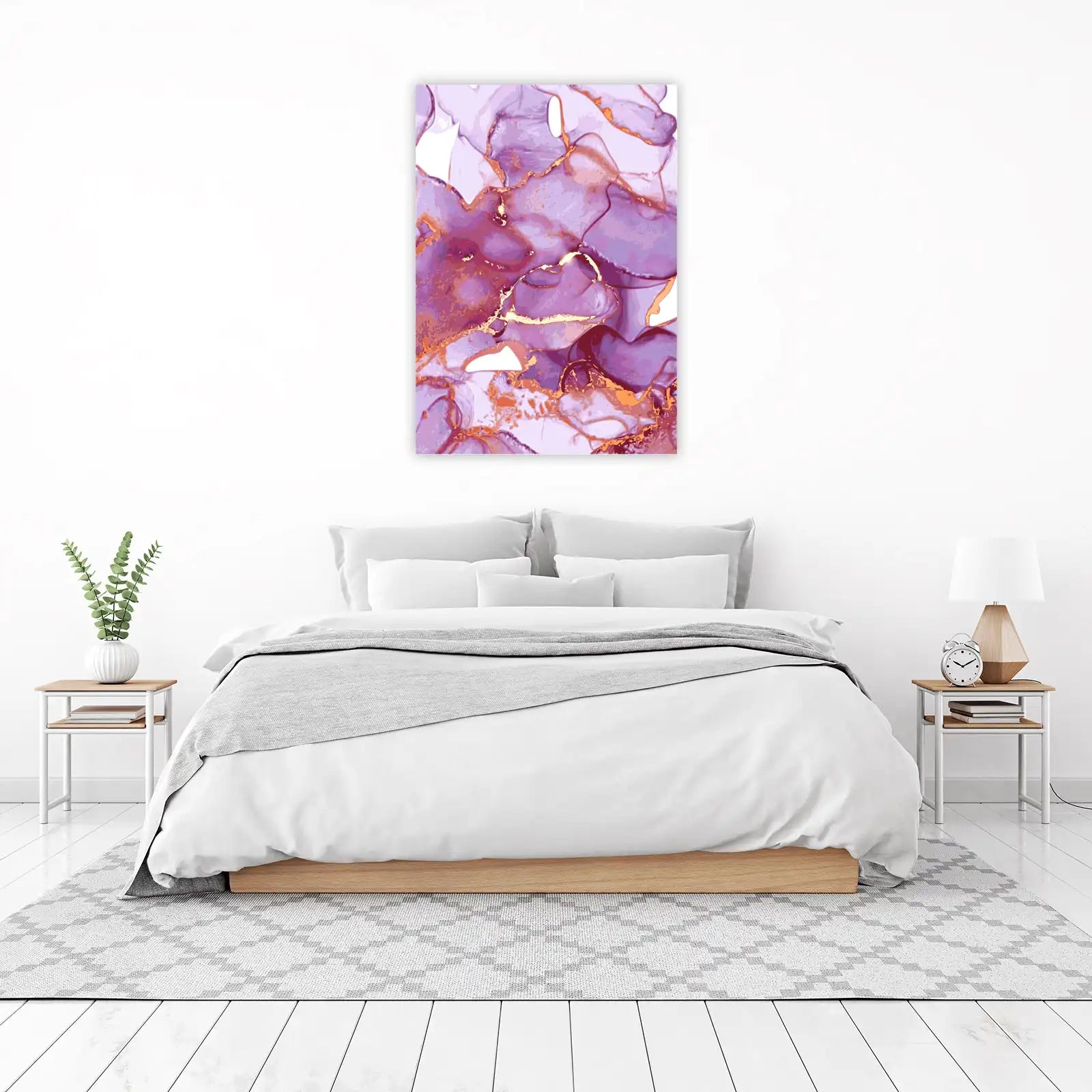 Elegant Purple & Gold Marble Abstract Wall Art