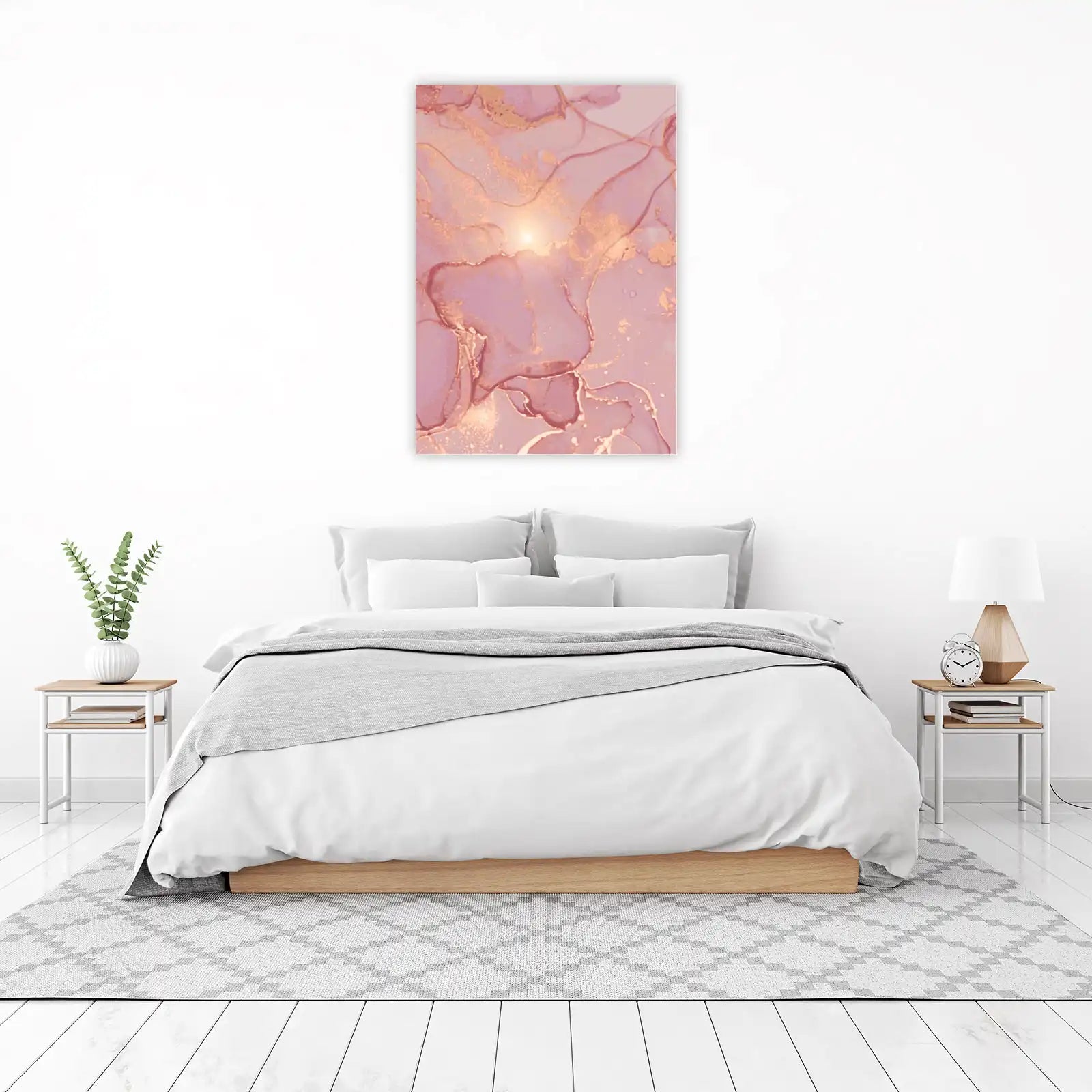 Elegant Rose Gold Marble Abstract Wall Art