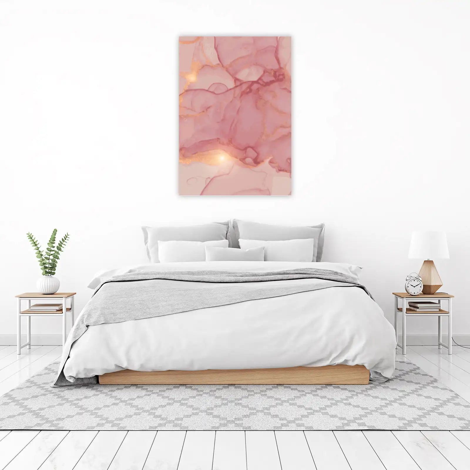 Elegant Pink & Gold Marble Abstract Wall Art
