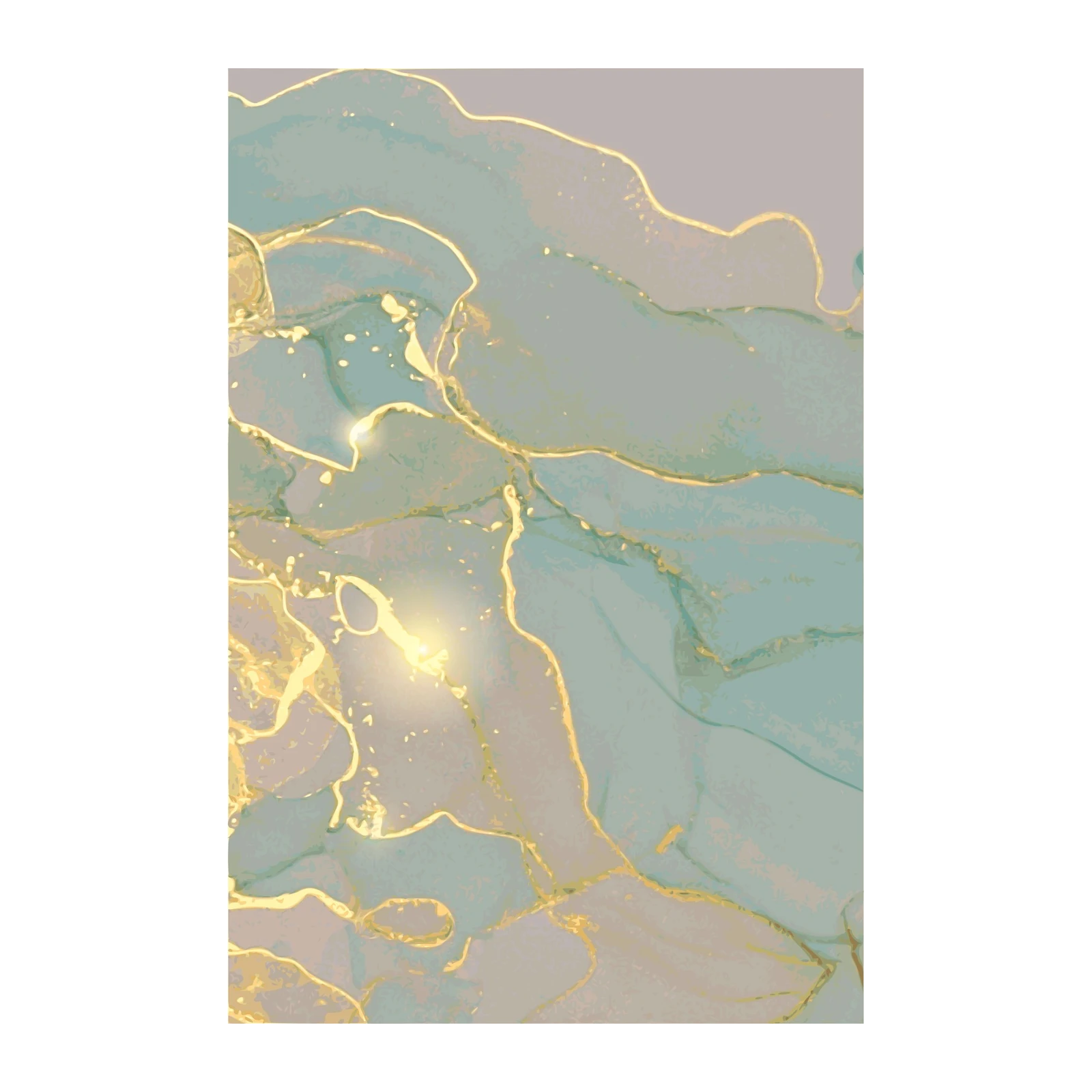 Serene Teal & Gold Abstract Marble Wall Art