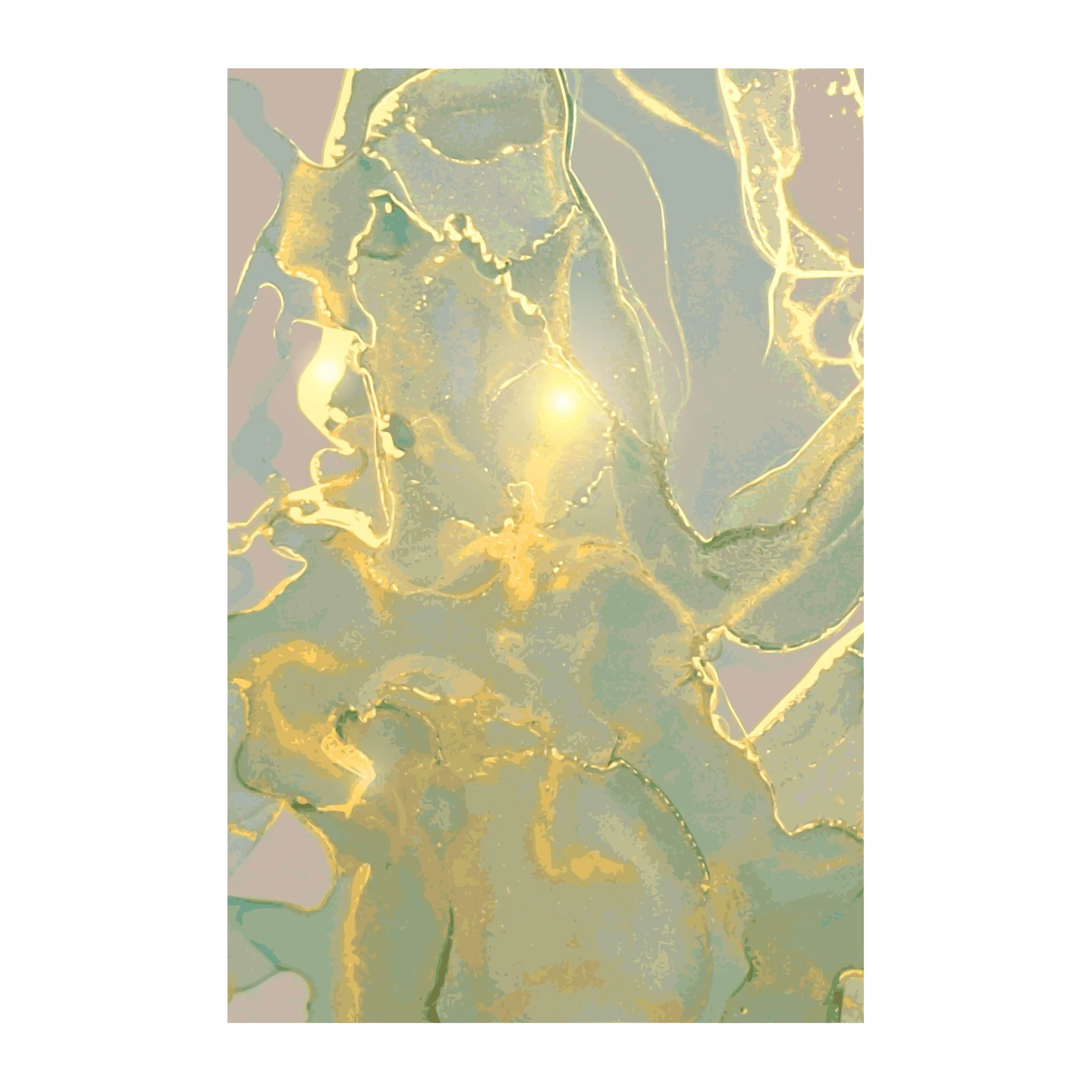 Abstract Gold & Sage Green Marble Wall Art