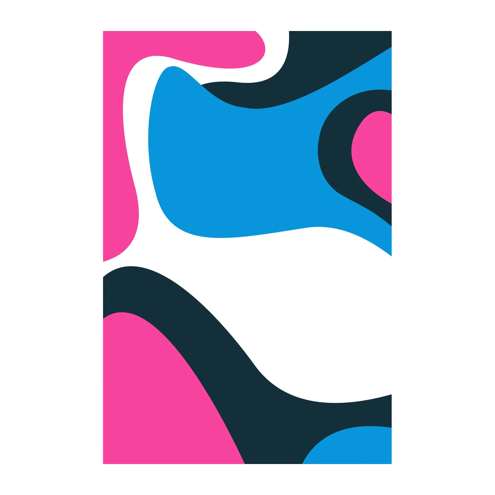 Modern Abstract Pink Blue Wave Wall Art