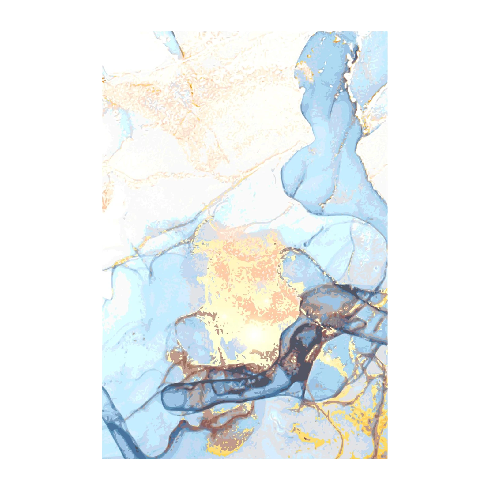Ethereal Blue & Gold Abstract Wall Art