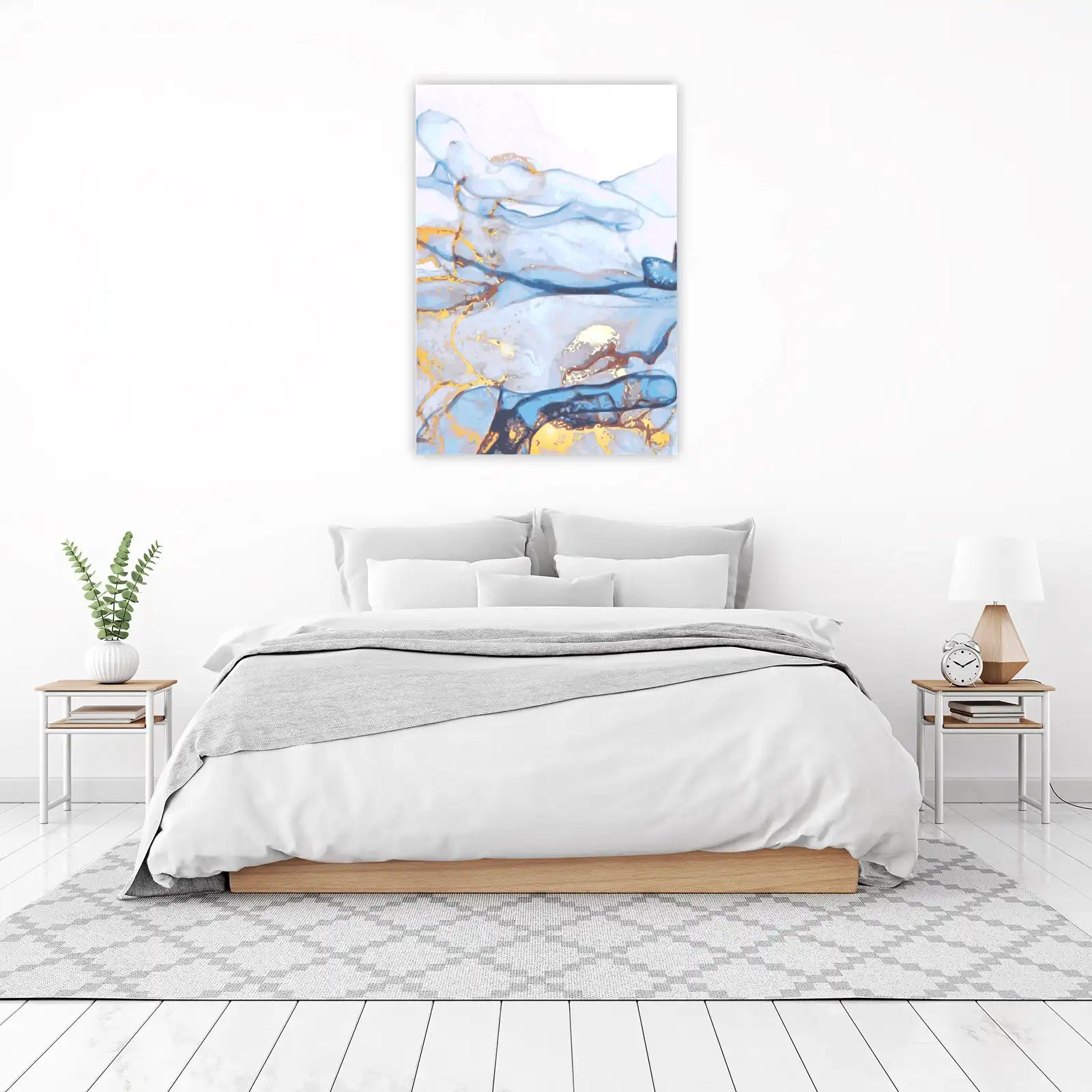 Elegant Blue & Gold Abstract Art Wall Art