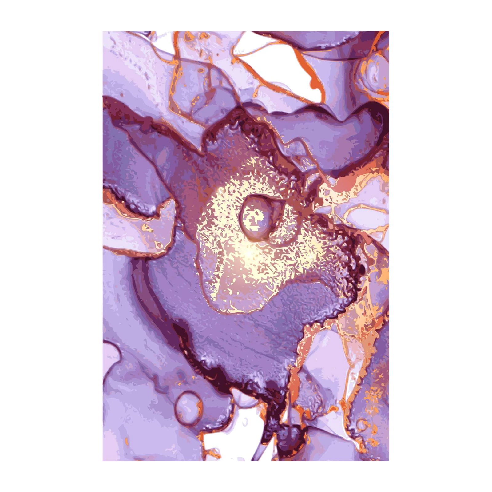 Abstract Purple Gold Marbling Wall Art
