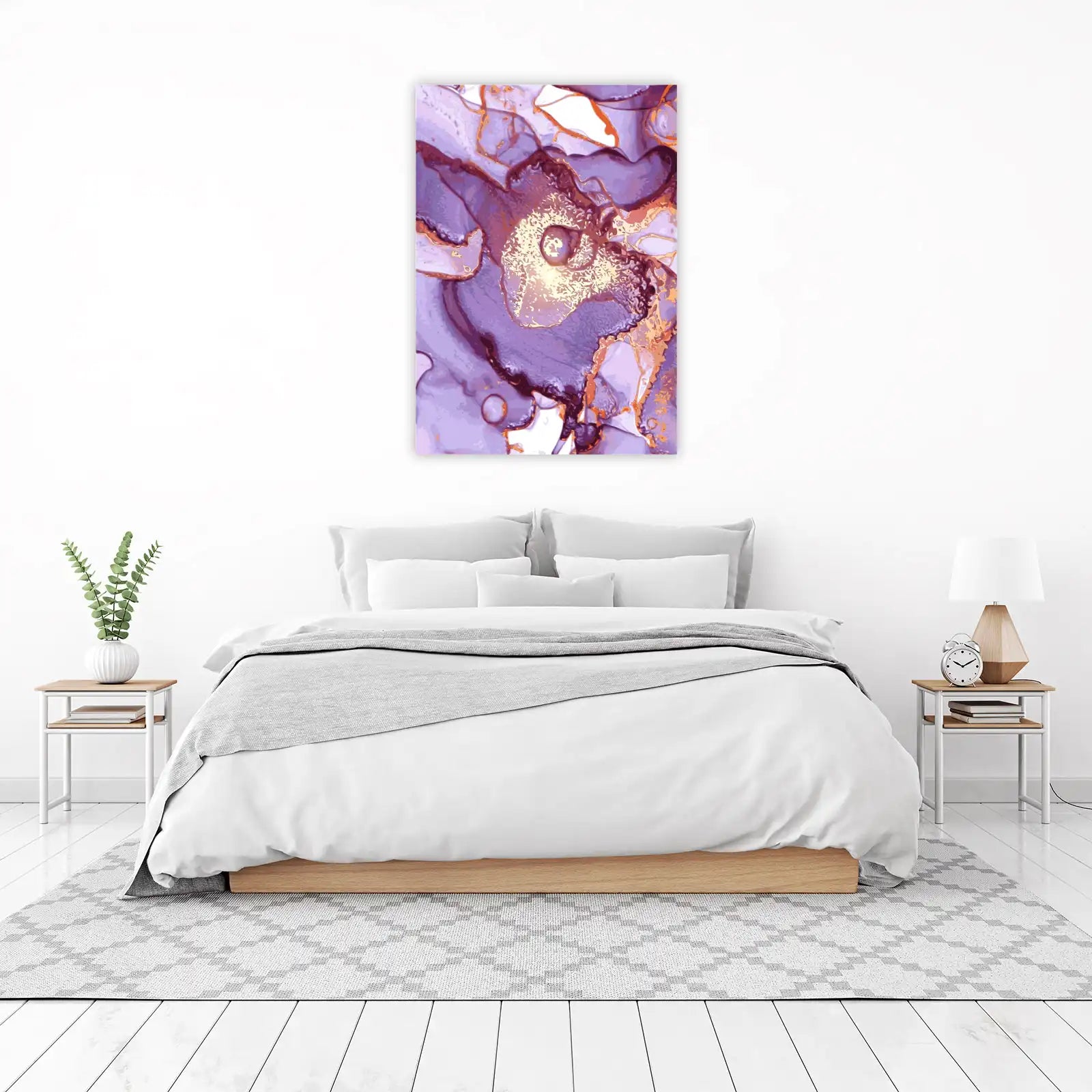 Abstract Purple Gold Marbling Wall Art