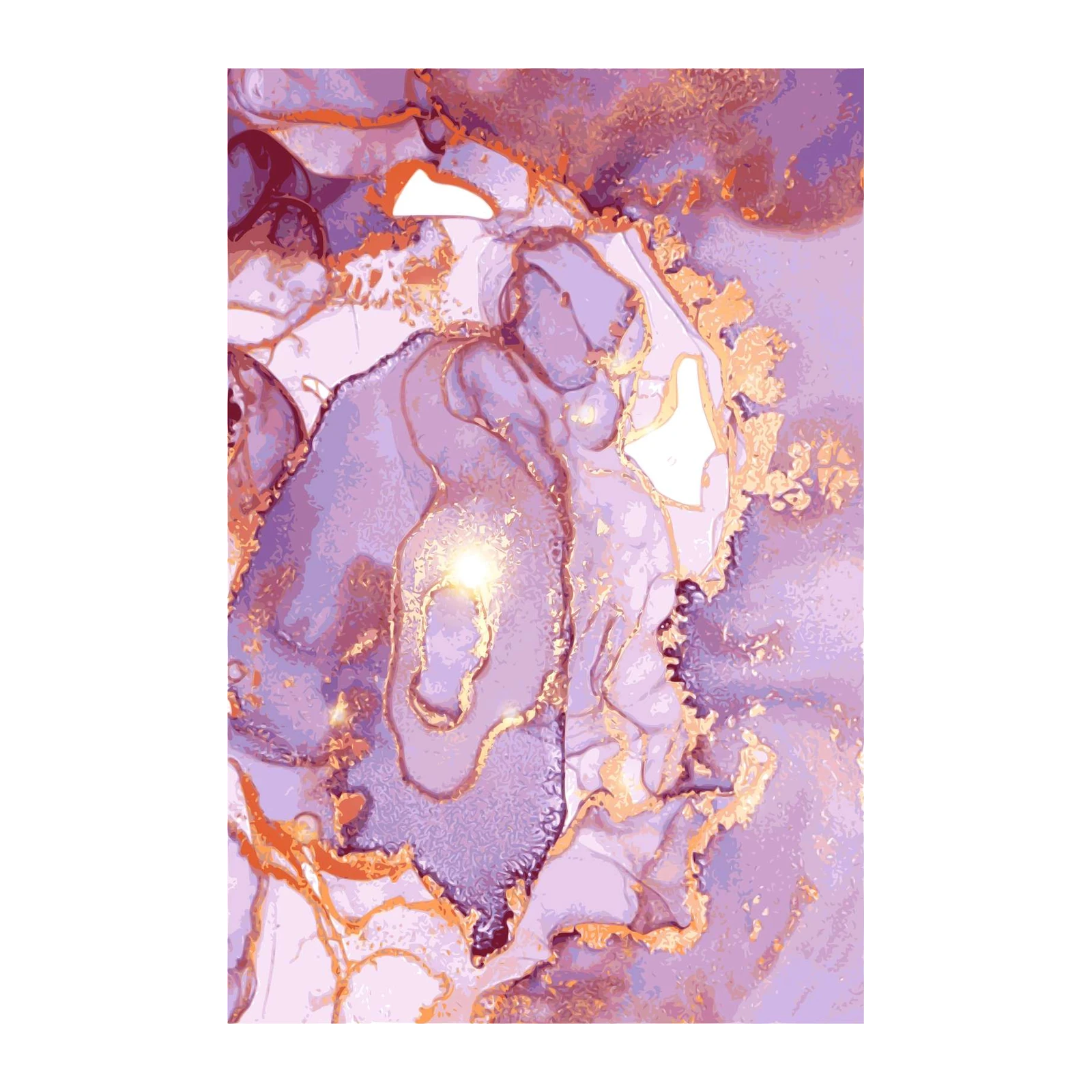 Lavender Gold Swirl Abstract Wall Art
