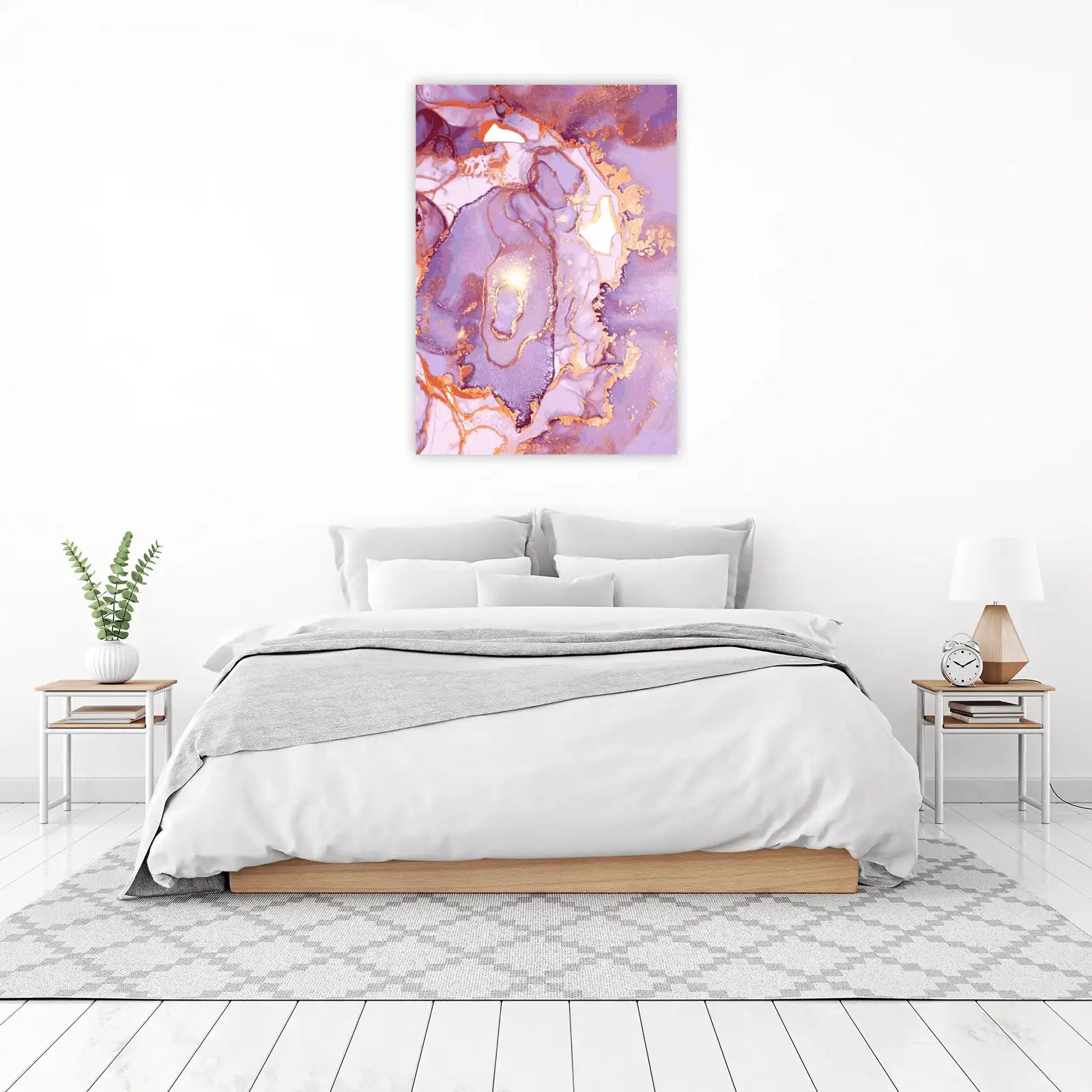 Lavender Gold Swirl Abstract Wall Art