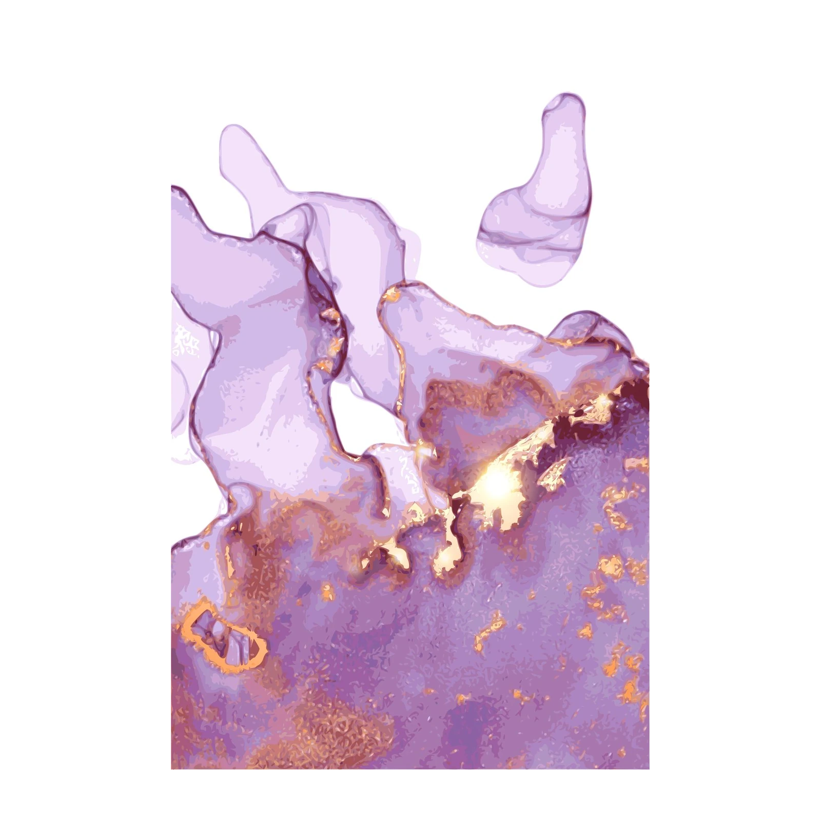 Luxury Lavender & Gold Abstract Wall Art